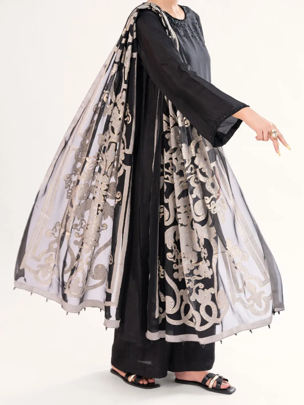 Black Sheesha Silk Formal 3Pc Stitched - Al-3Ps-Ls-578 2