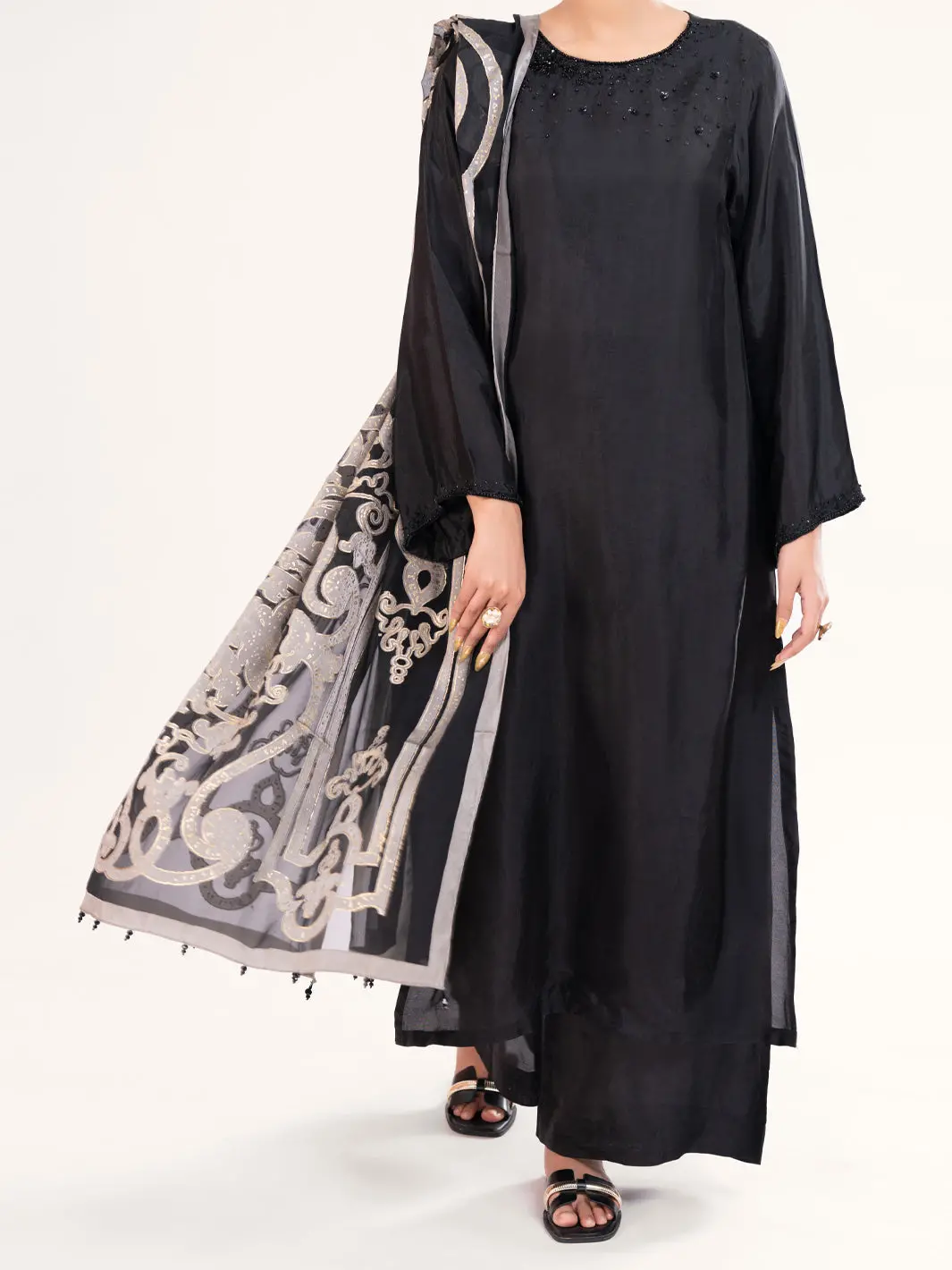 Black Sheesha Silk Formal 3Pc Stitched - Al-3Ps-Ls-578 1