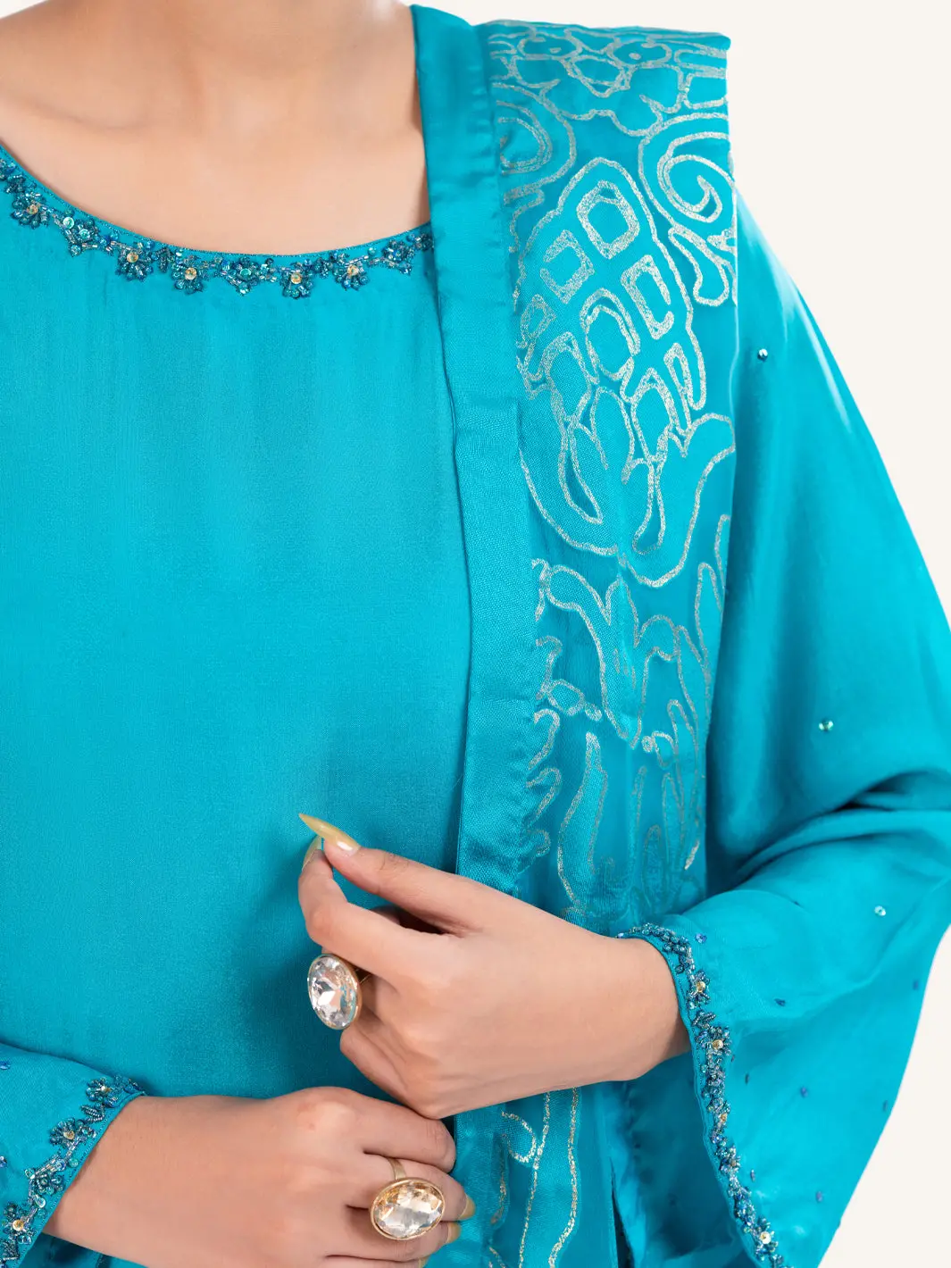 Sea Green Sheesha Silk Formal 3Pc Stitched - Al-3Ps-Ls-579 5