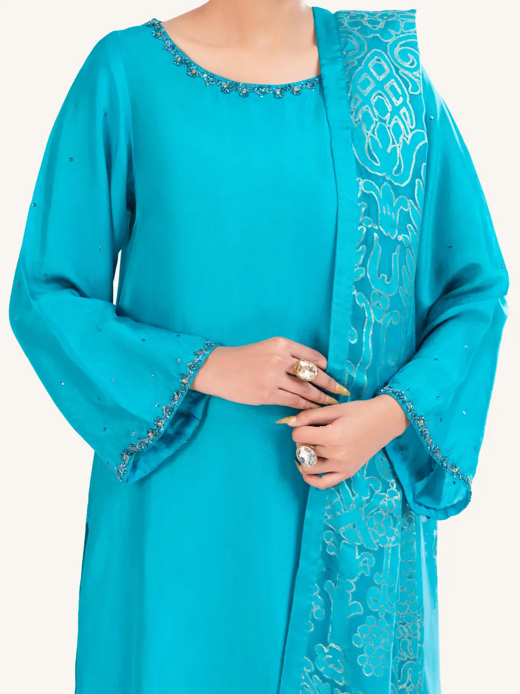 Sea Green Sheesha Silk Formal 3Pc Stitched - Al-3Ps-Ls-579 3