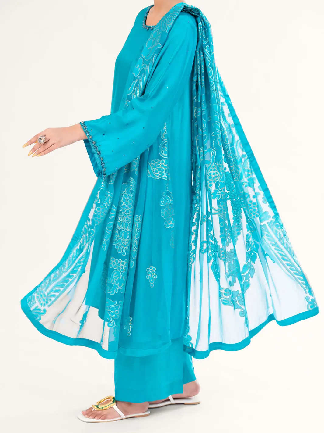 Sea Green Sheesha Silk Formal 3Pc Stitched - Al-3Ps-Ls-579 4