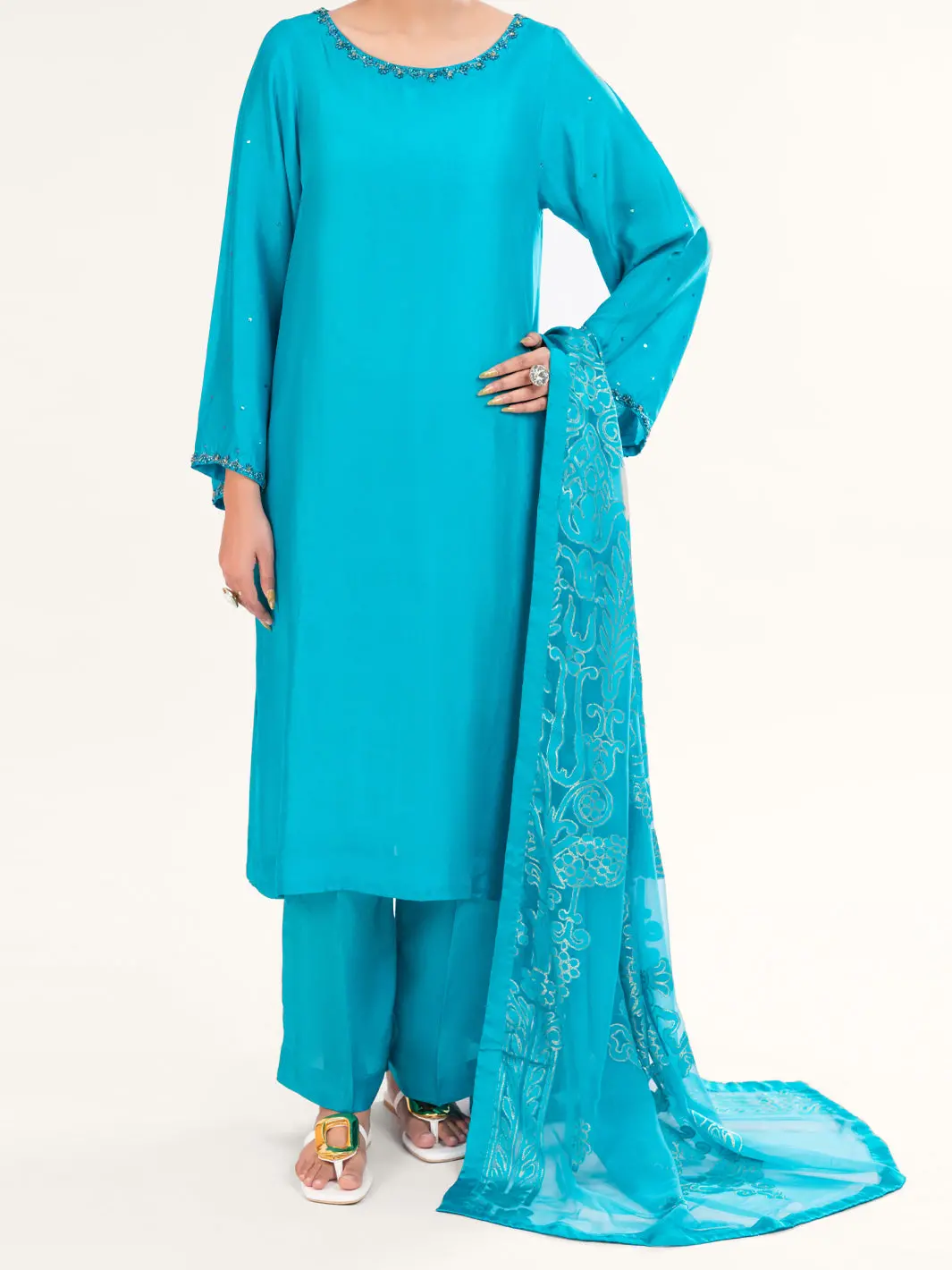 Sea Green Sheesha Silk Formal 3Pc Stitched - Al-3Ps-Ls-579 1