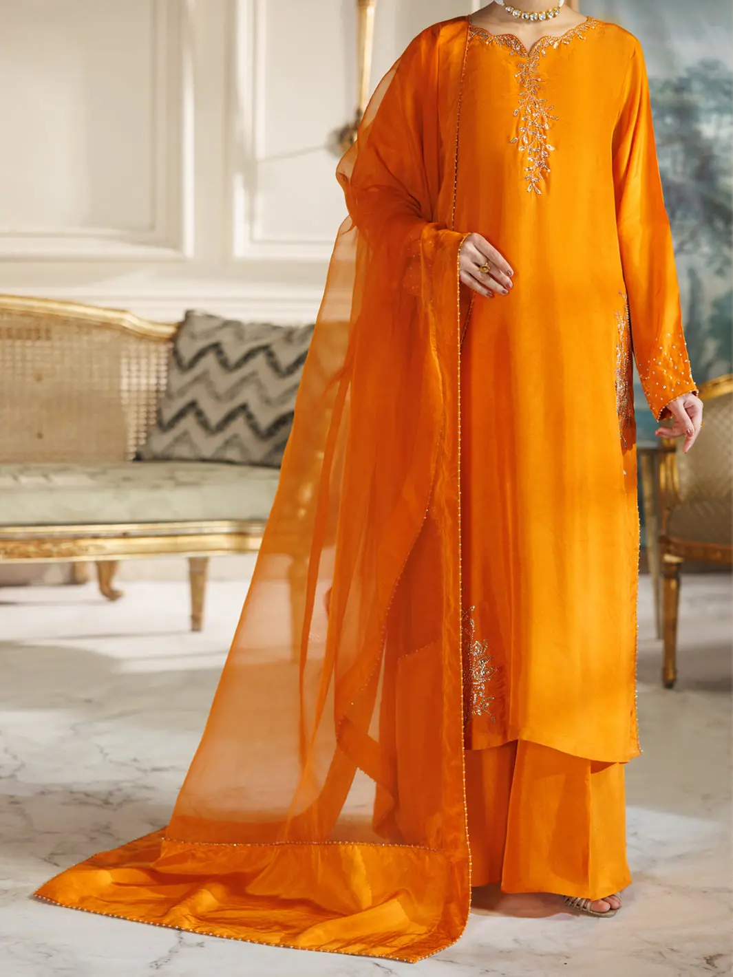 Rust Viscose Formal Stitched 3Pc - Al-3Ps-Ls-588 1