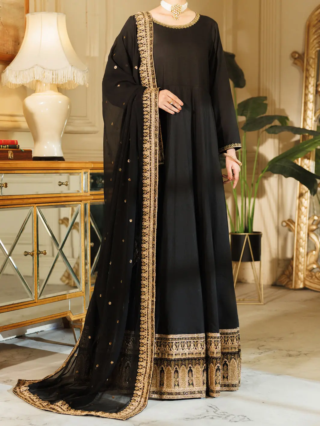 Black Raw Silk Formal 3Pc Stitched - Al-3Ps-Ls-599 1