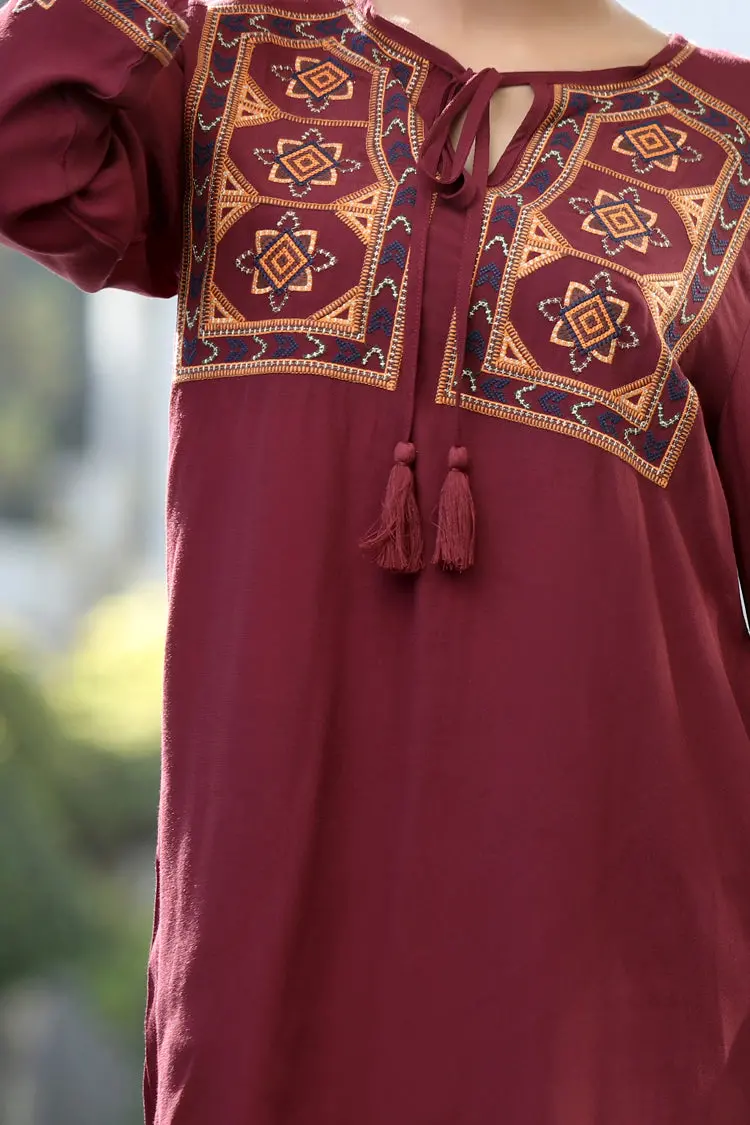 Burgundy Tunic - Al-Lsk-2028C 1