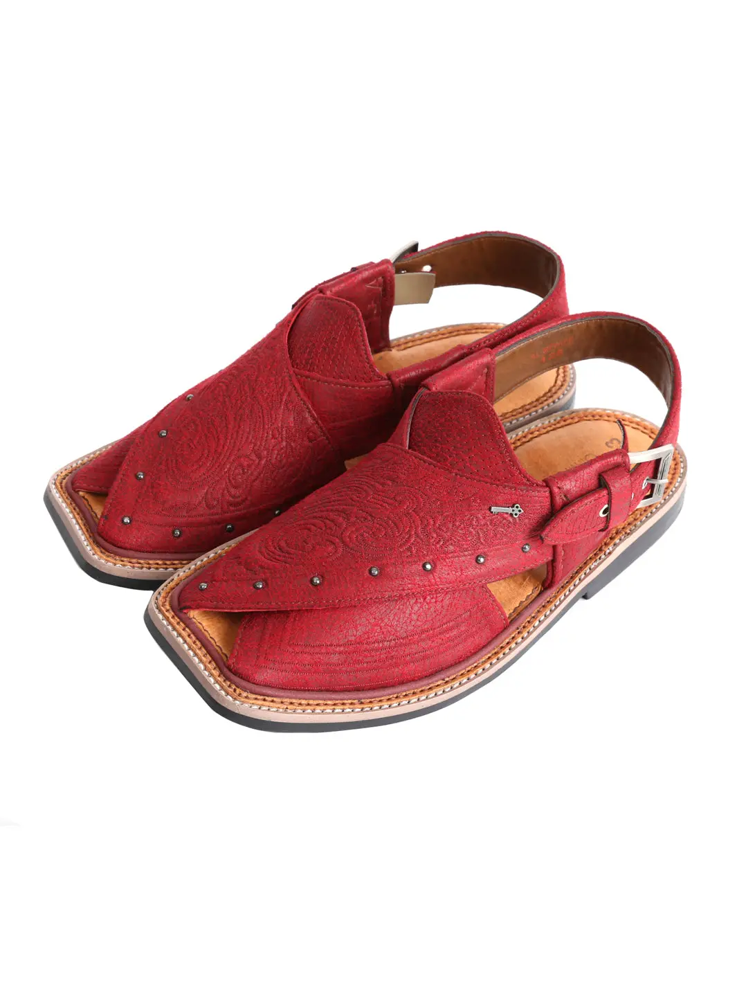 Red Peshawari Chappal - Al-Mfw-Efb-128 1