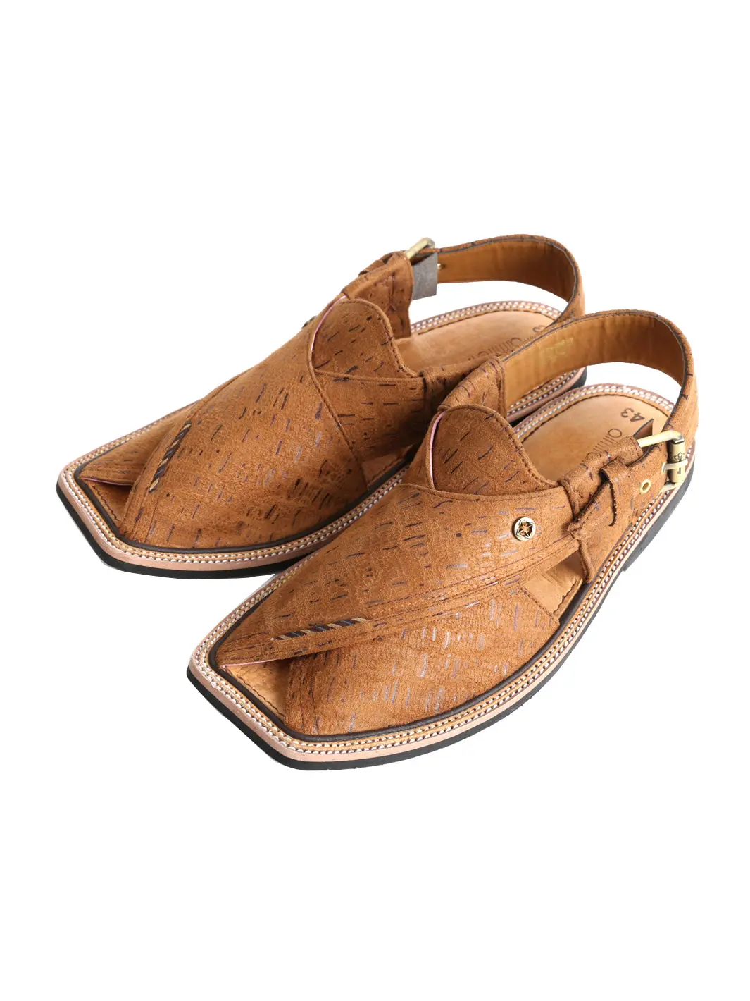 Brown Denim Peshawari Chappal - Al-Mfw-Fb-124 1