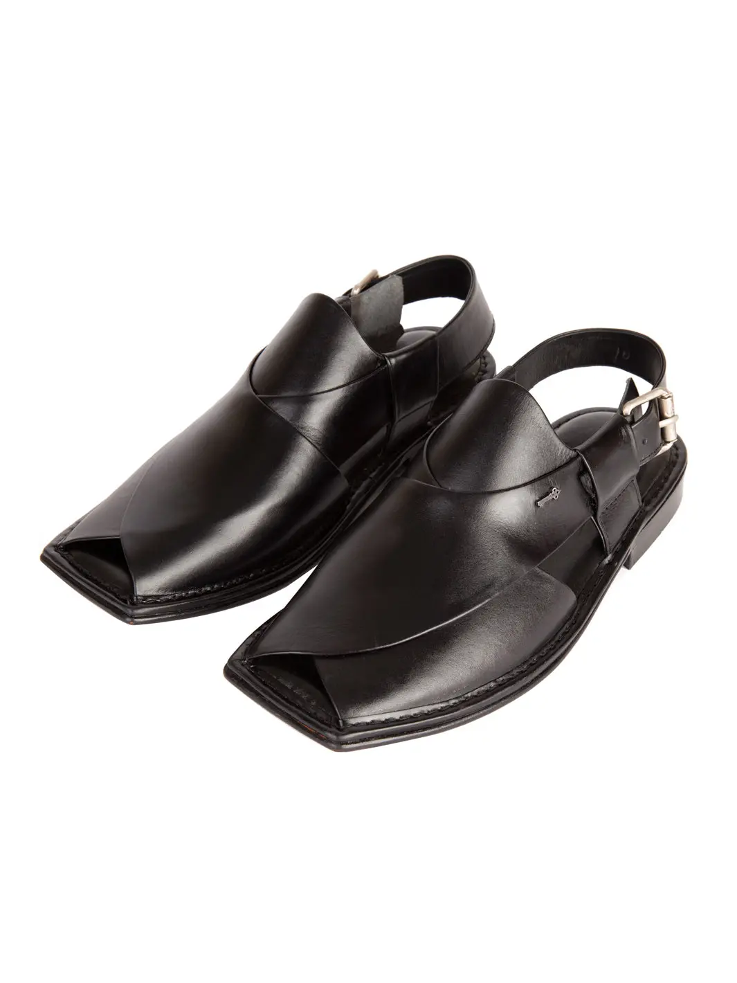 Black Leather Peshawari Chappal - Al-Mfw-Hc-113 1