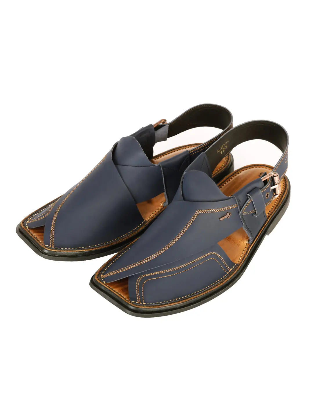 Blue Leather Peshawari Chappal - Al-Mfw-Hc-123 1