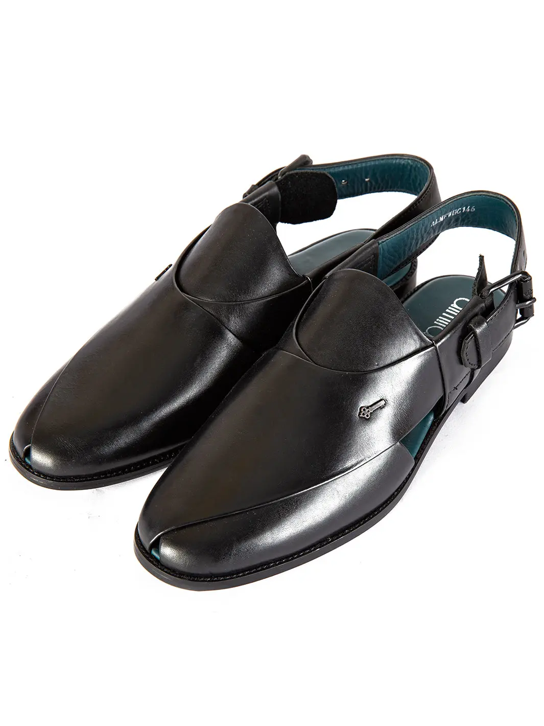 Black Leather Peshawari Chappal - Al-Mfw-Hc-146 1