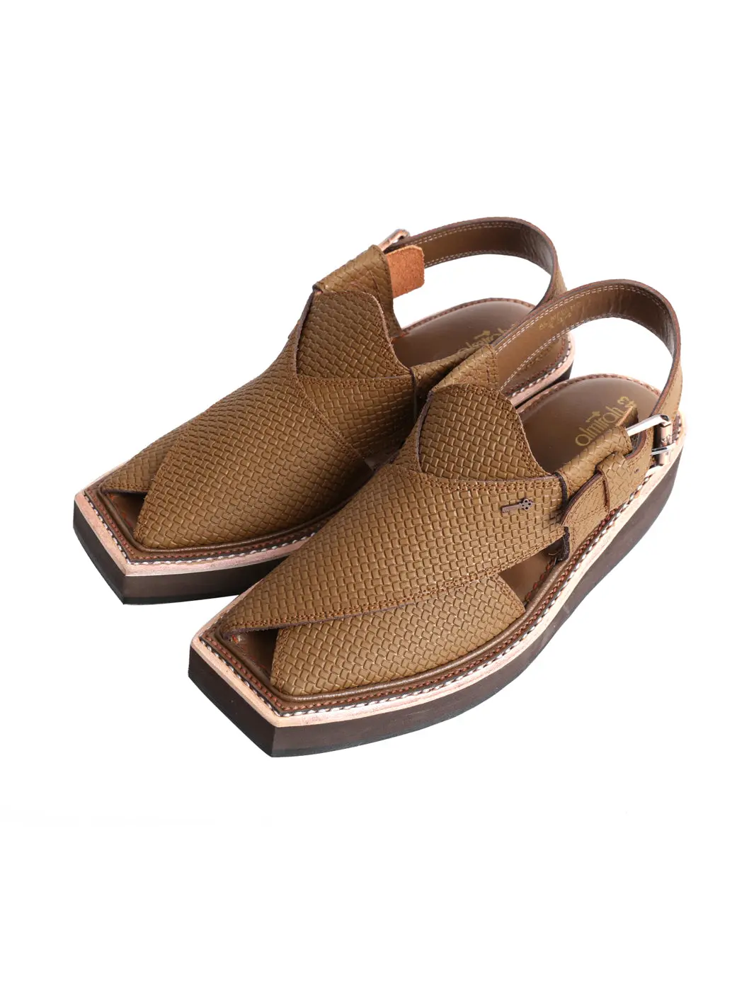Olive Leather Peshawari Chappal - Al-Mfw-Hck-134 1