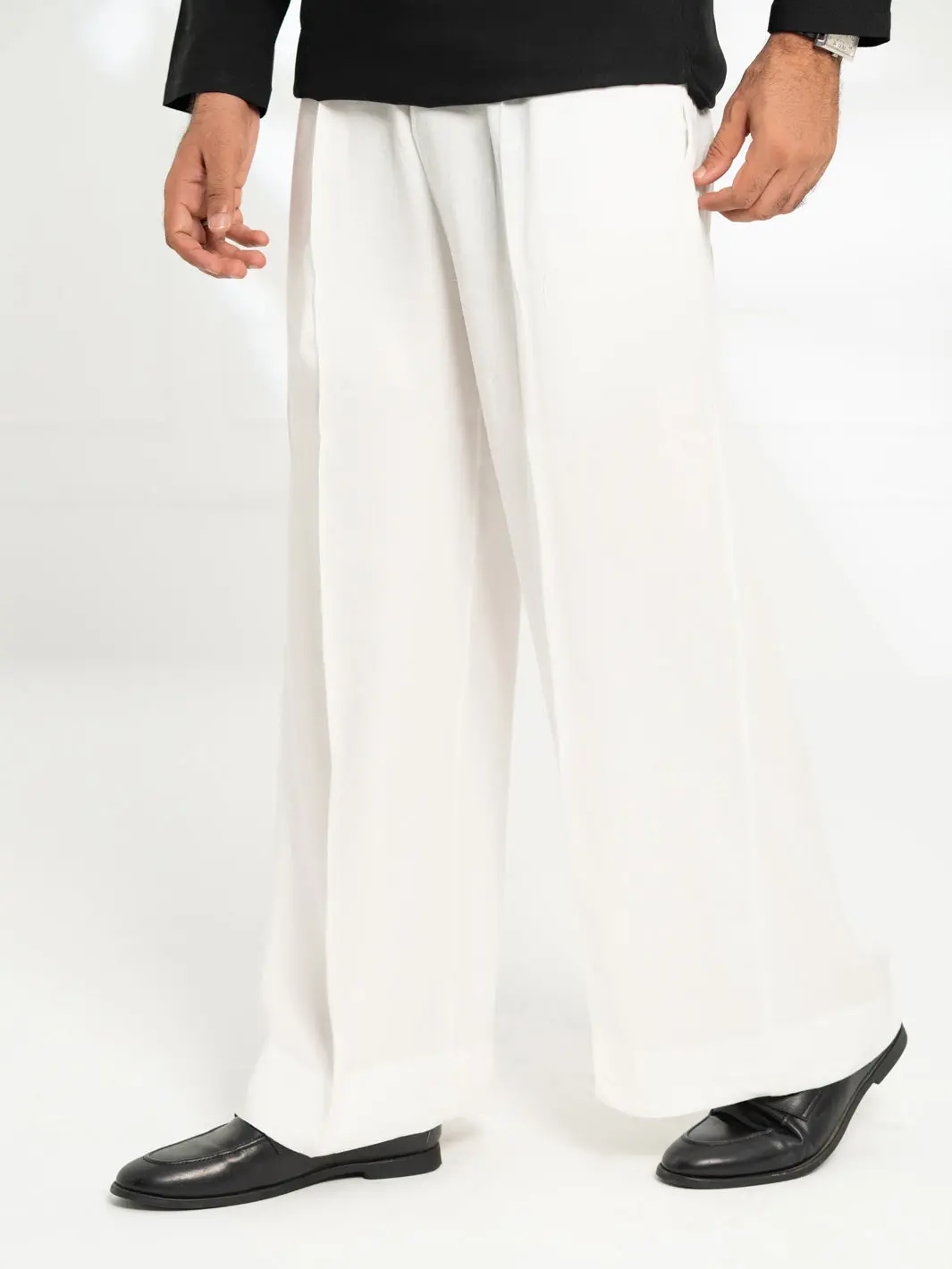 White Cotton Farshi Shalwar - Al-Ms-Fs-001W 1