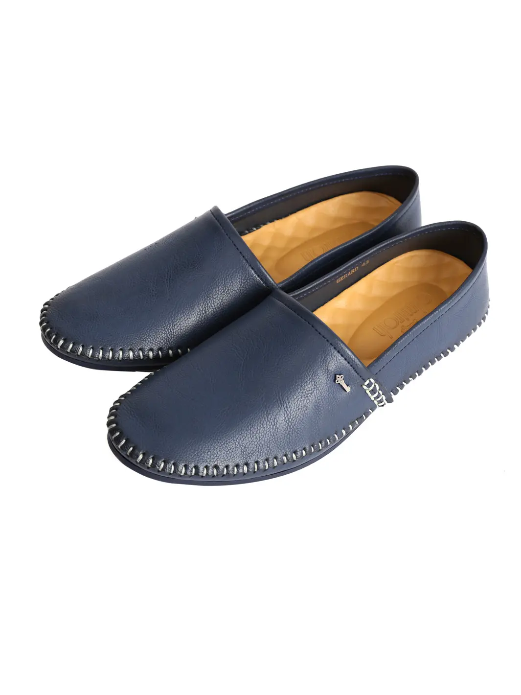 Navy Blue Leather Slip-On - Al-Msho-011-20 1