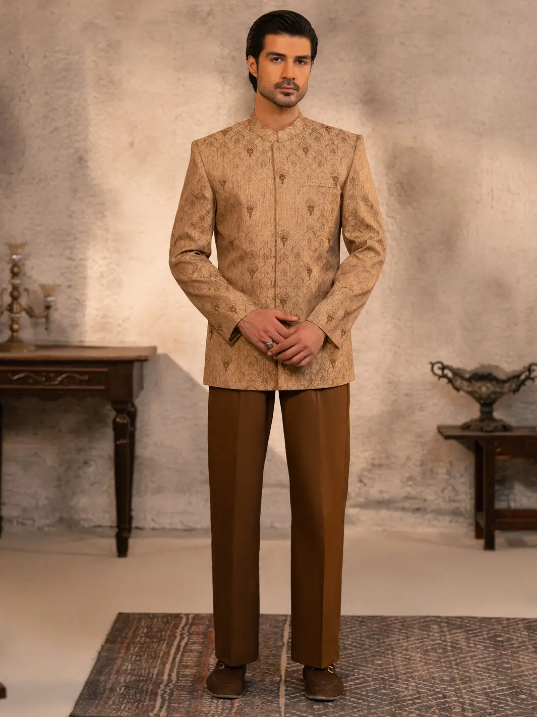 Fawn Embroidered Prince Coat - Al-Pcs-068 1