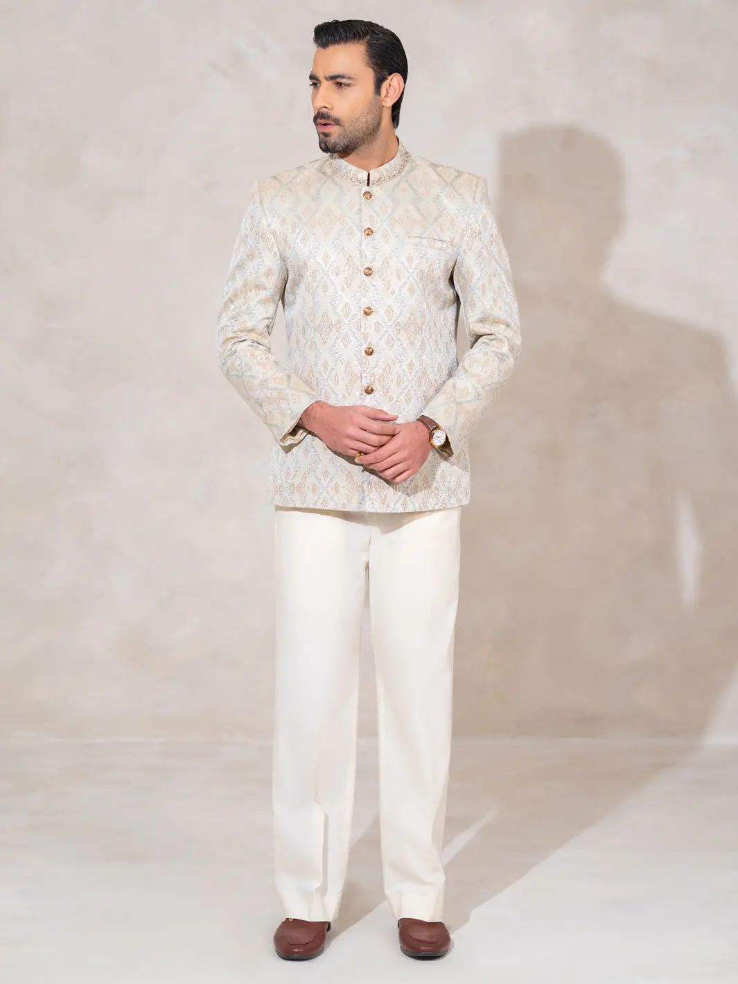 Silver Semi-Formal Prince Coat - Al-Pcs-078 1