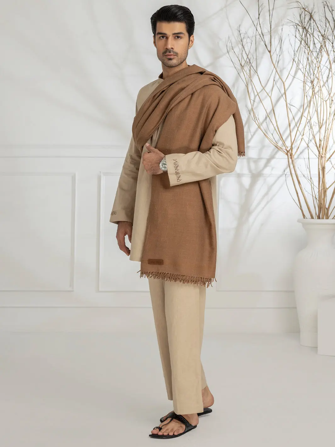 Light Brown Blended Shawl - Al-Sh-025 1