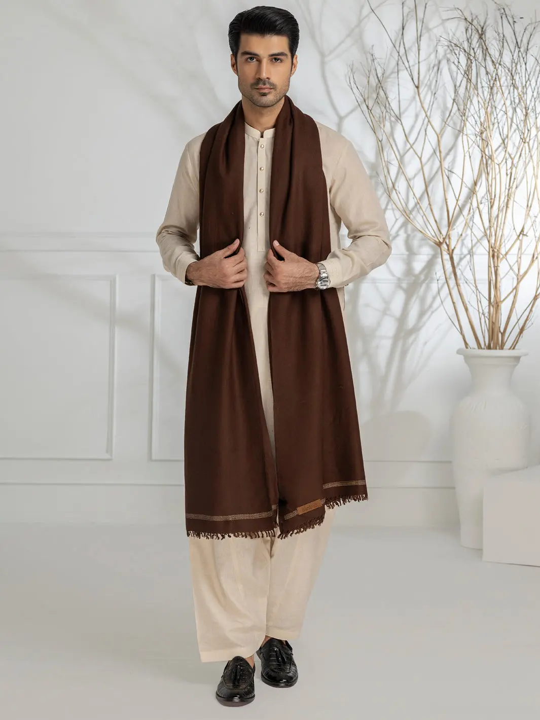 Dark Brown Blended Shawl - Al-Sh-026 1