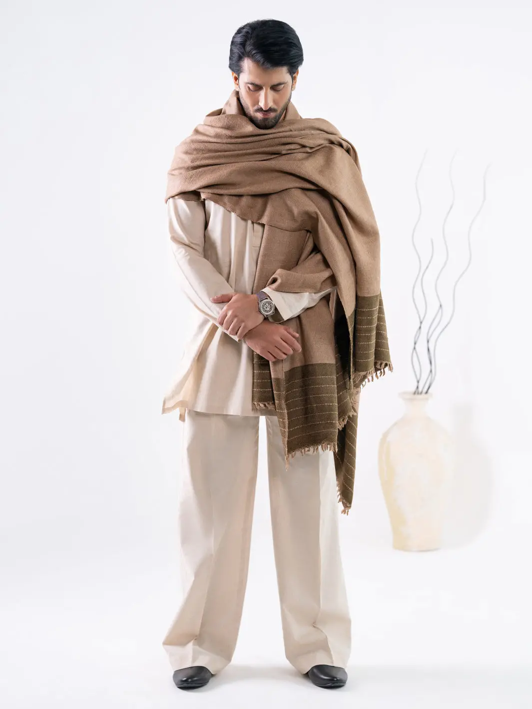 Brown Casual Shawl - Al-Sh-038 1