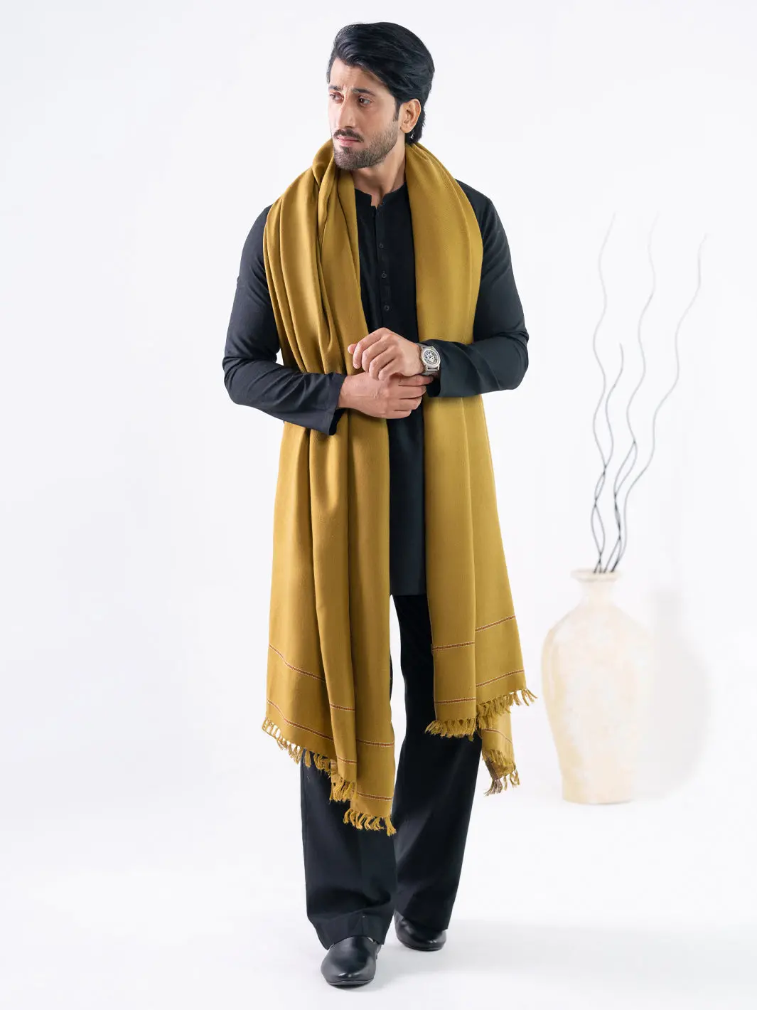 Olive Green Casual Shawl - Al-Sh-046 1