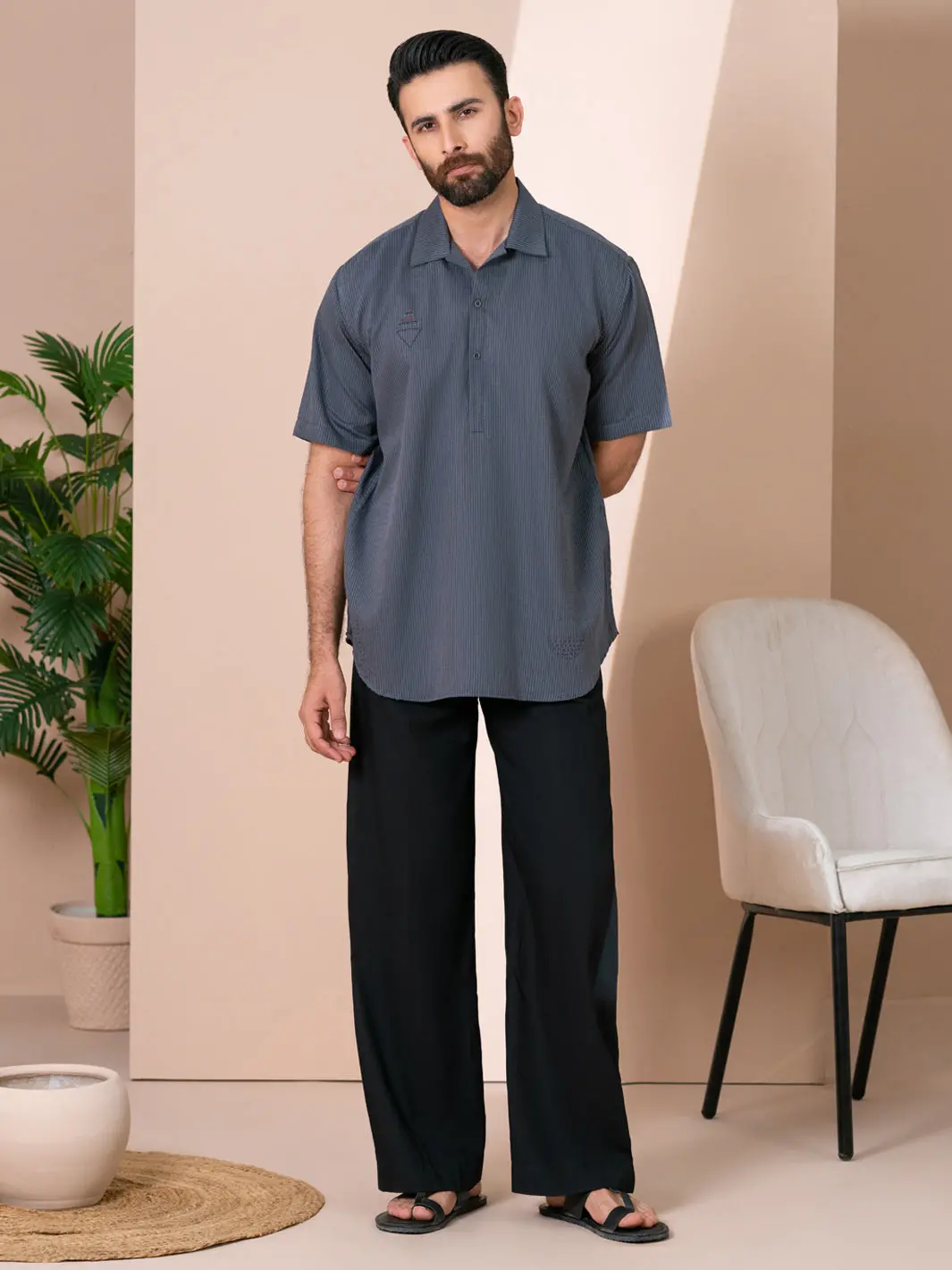 Grey Cut & Sew Kurta - Al-Sht-002 1