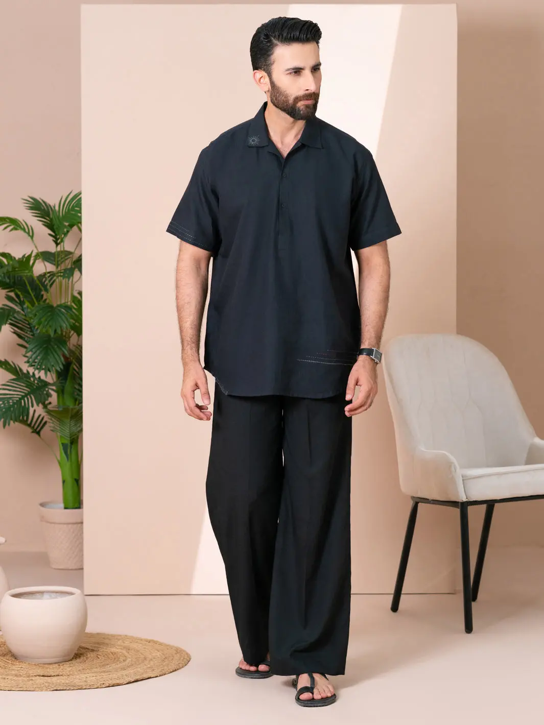 Black Cut & Sew Kurta - Al-Sht-004 1