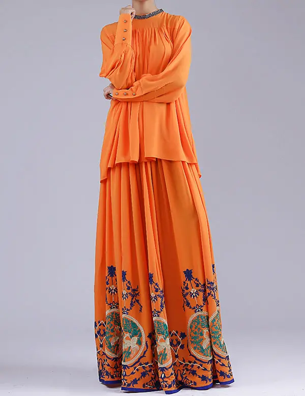 Orange Women Georgette Skirt Trouser - Al-Skt-014 1