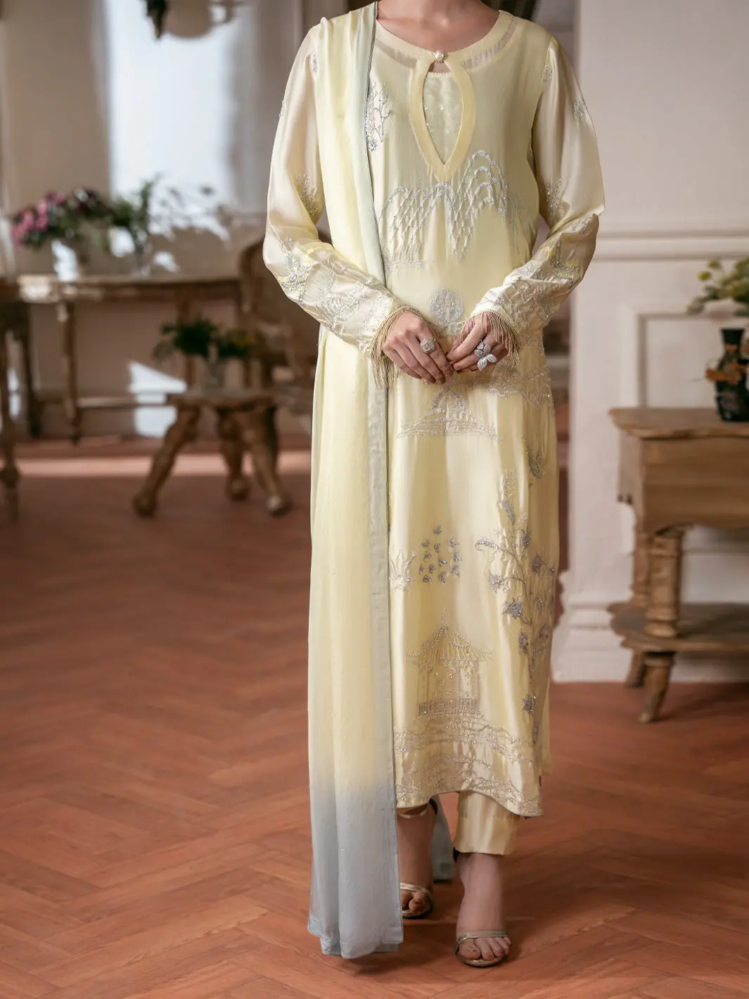 Lime Green Sheesha Silk Formal Stitched 3Pc - Al-3Ps-Ss-Ls-612 1