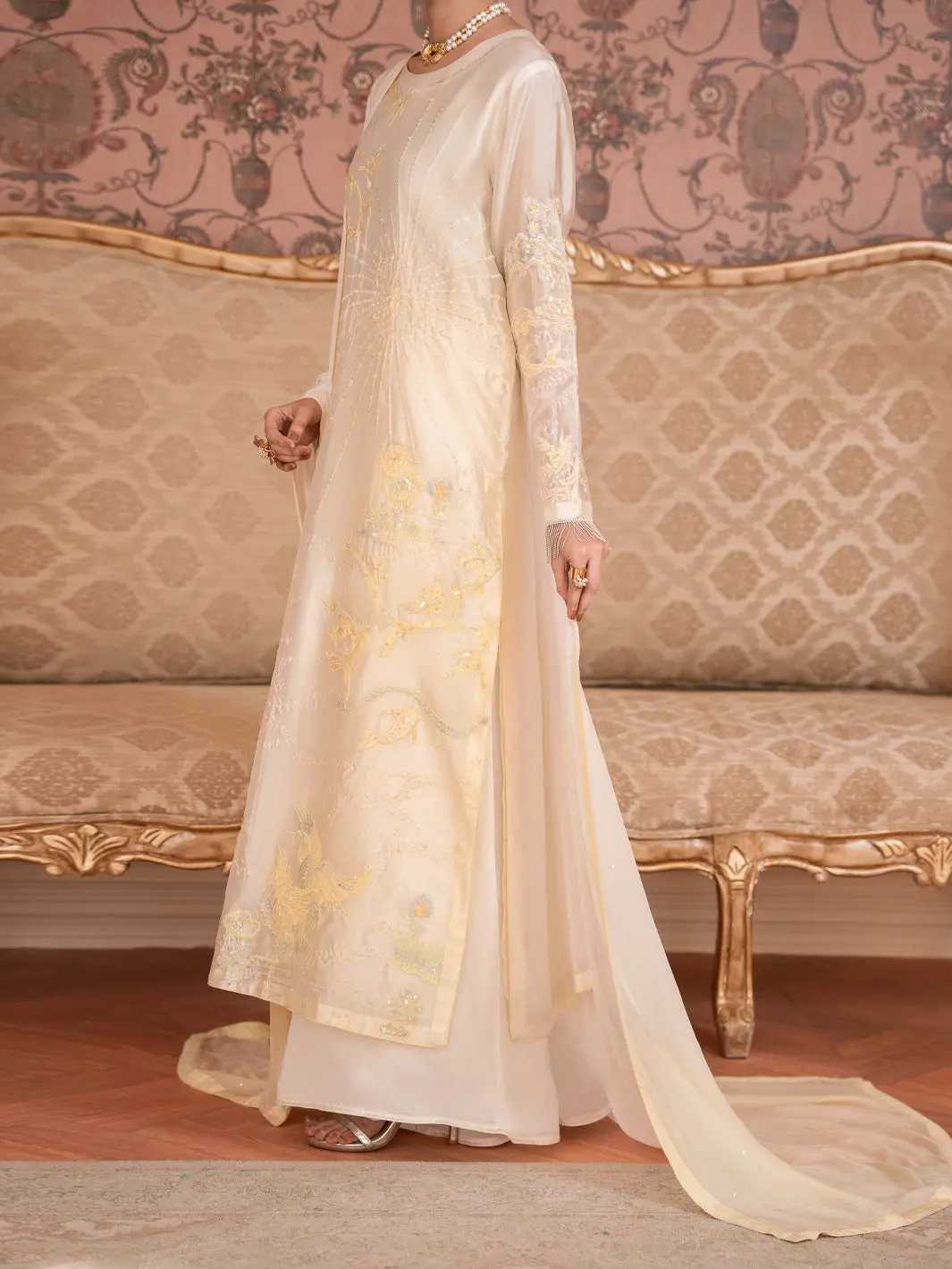 White Sheesha Silk Formal Stitched 3Pc - Al-3Ps-Ss-Ls-614 1