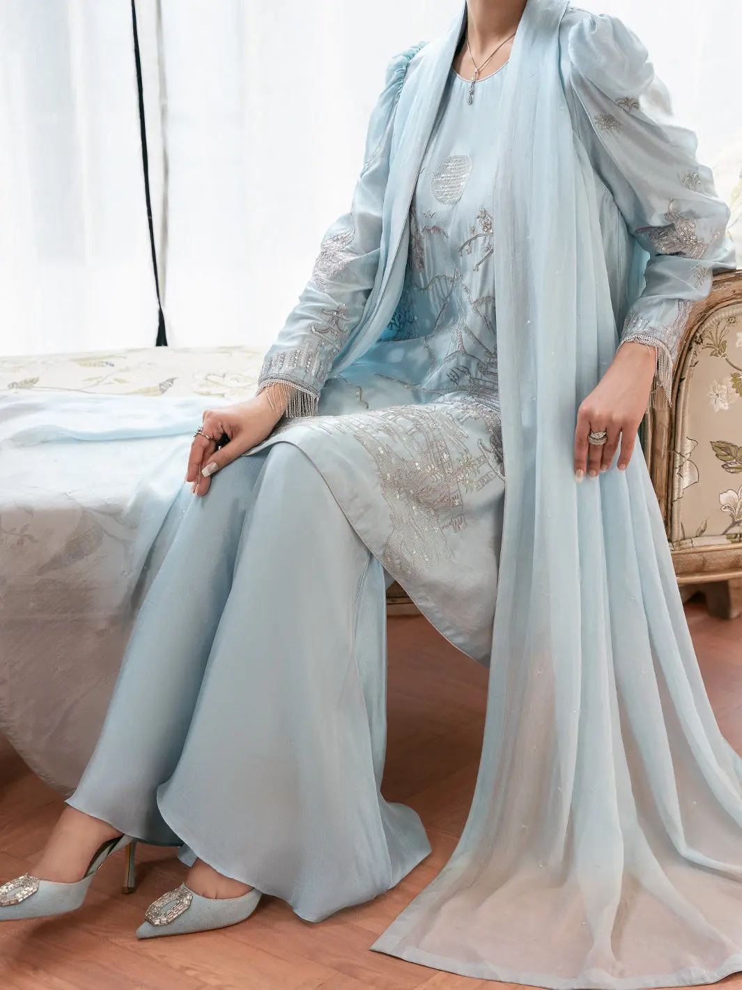 Sea Blue Sheesha Silk Formal Stitched 3Pc - Al-3Ps-Ss-Ls-615 1