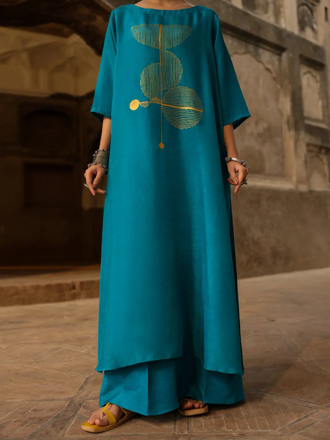 Turquoise Raw Silk Formal 2Pc Stitched - Al-Ss-Ls-Lks-591 1