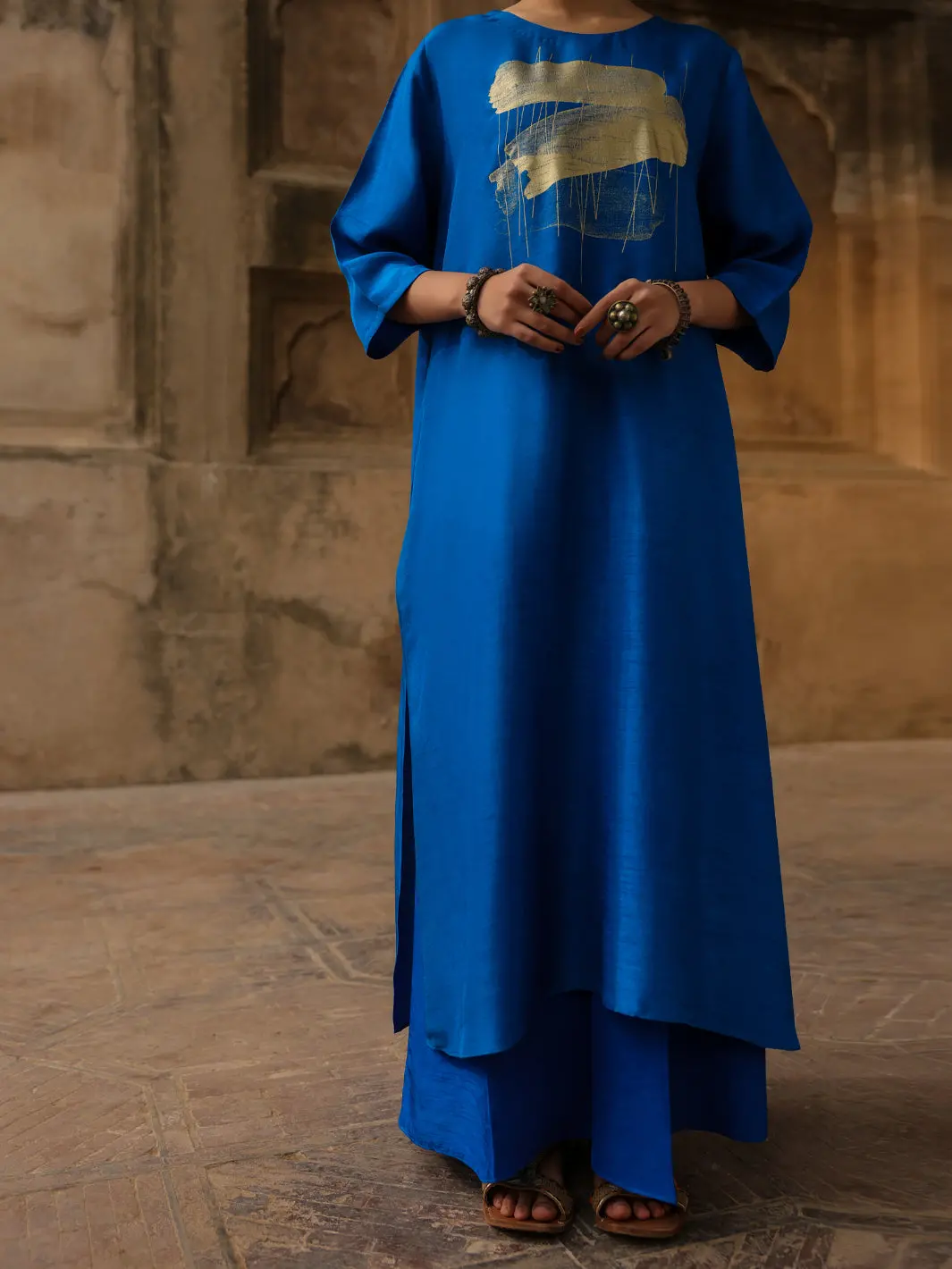 Royal Blue Raw Silk Formal 2Pc Stitched - Al-Ss-Ls-Lks-594 1