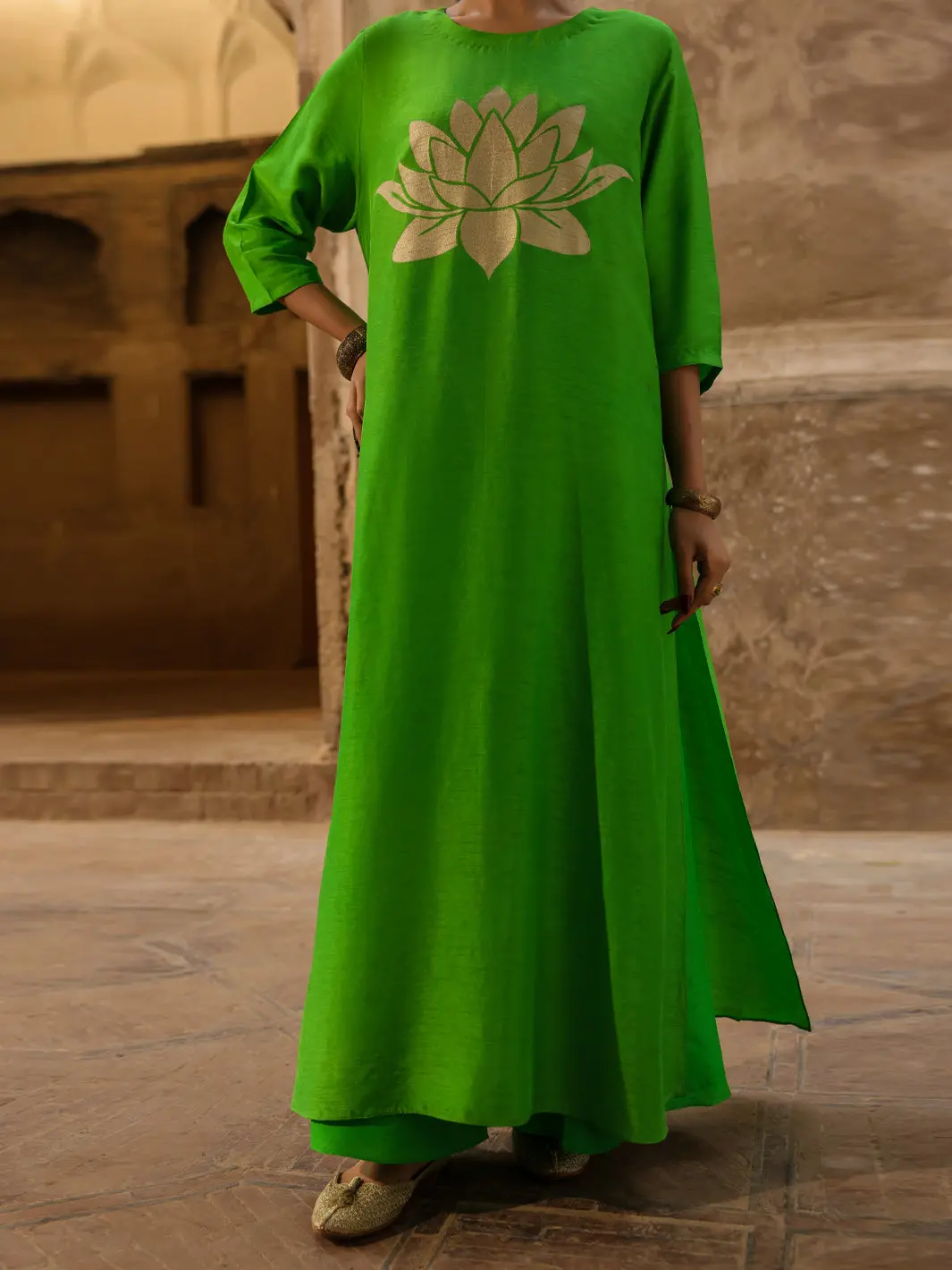 Neon Green Raw Silk Formal 2Pc Stitched - Al-Ss-Ls-Lks-616 1