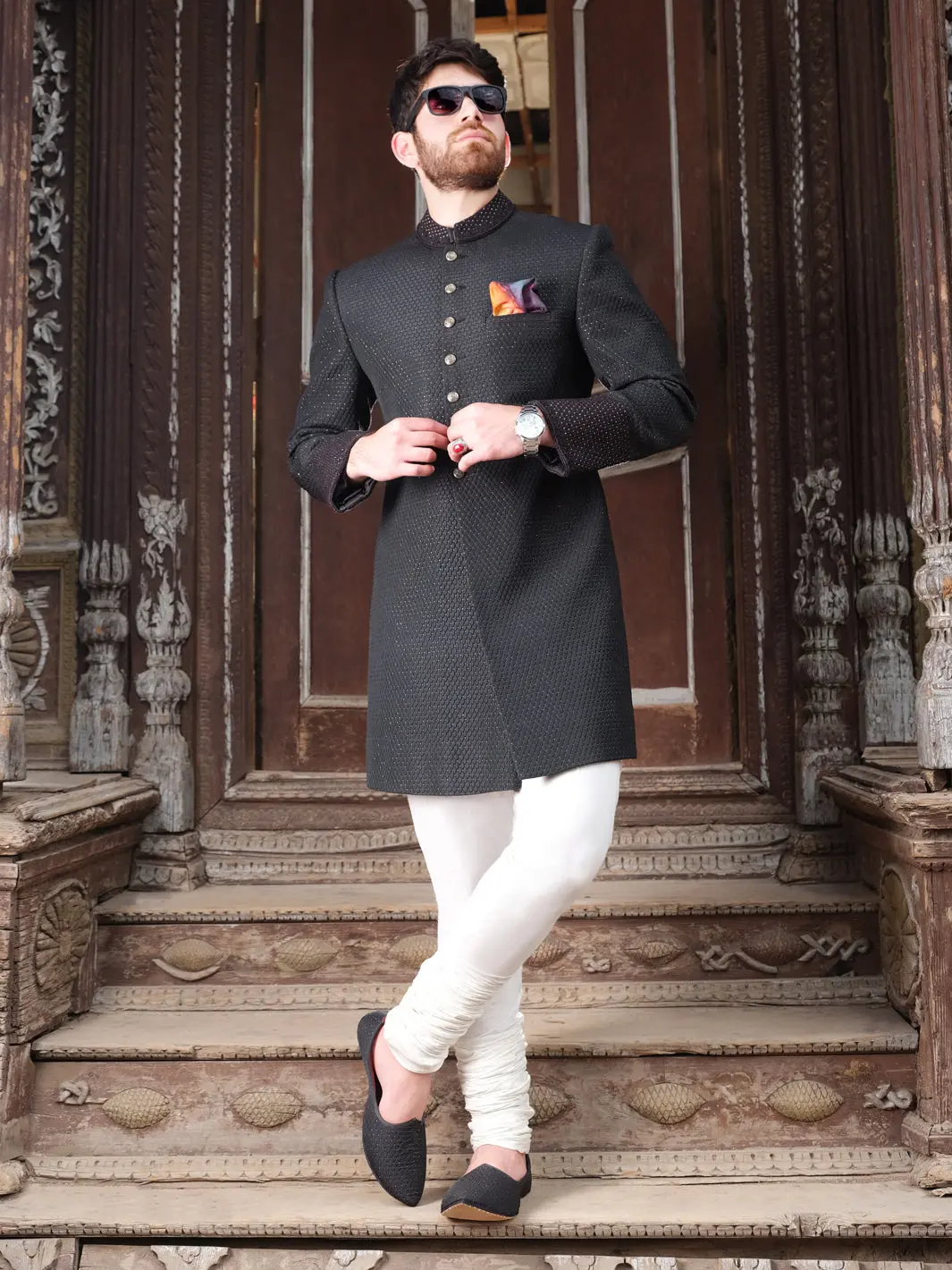 Black Sherwani - Al-Sw-106 1