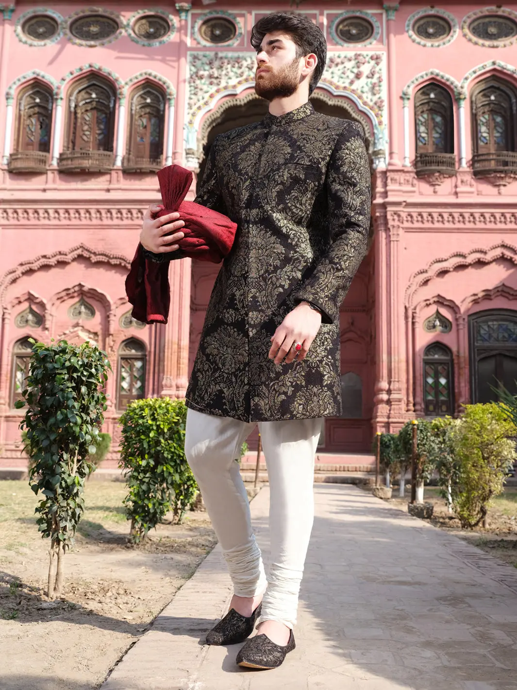 Black & Gold Blended Sherwani - Al-Sw-107 1