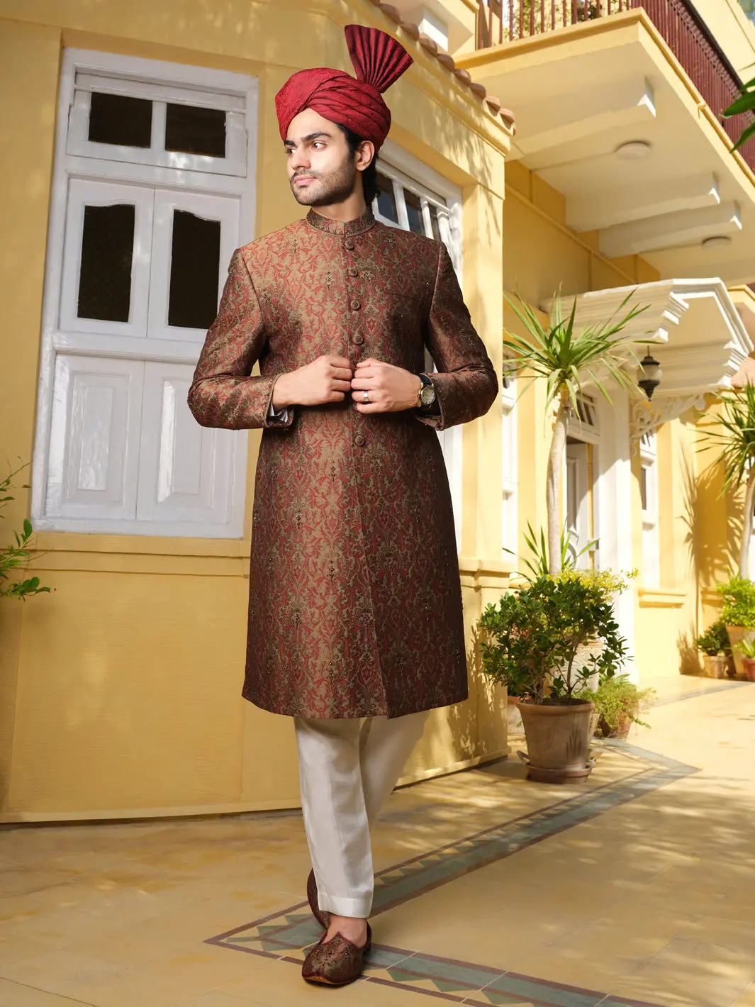 Maroon Men Sherwani - Al-Sw-115 1