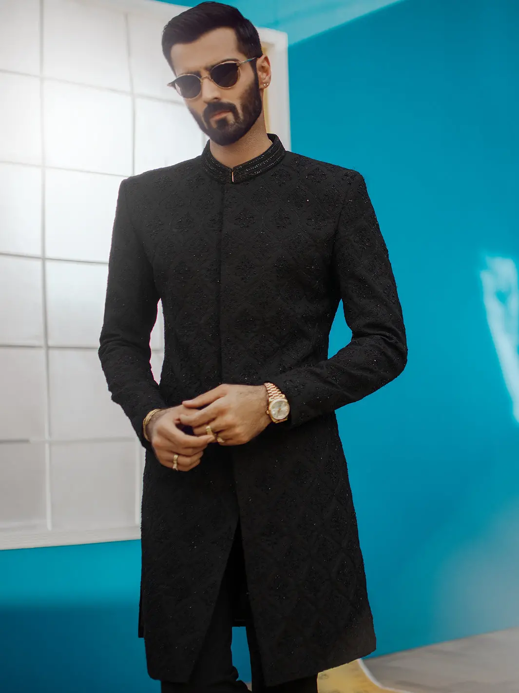 Black Men Sherwani - Al-Sw-120 4