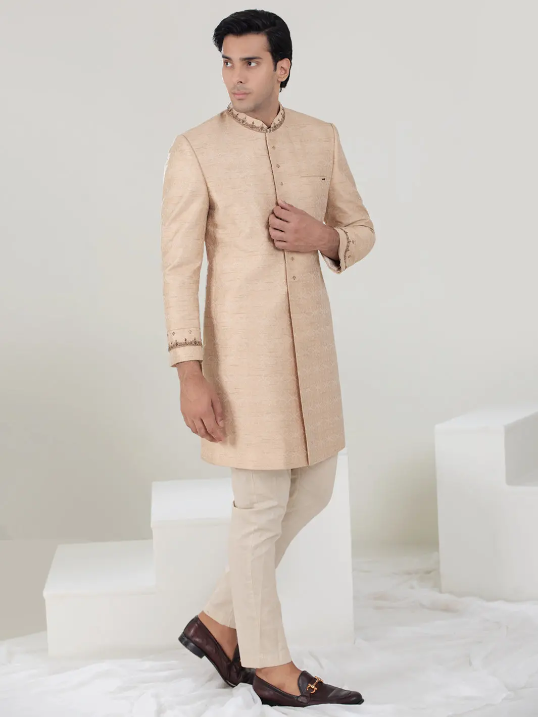 Beige Blended Sherwani - Al-Sw-131 1