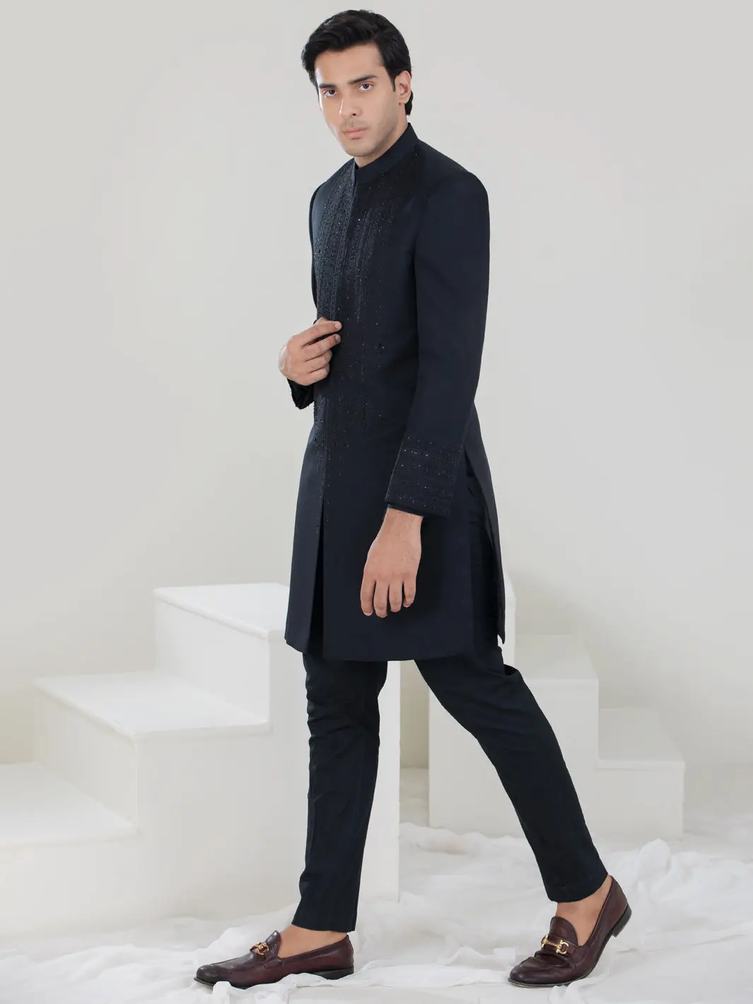 Black Blended Sherwani - Al-Sw-134 1