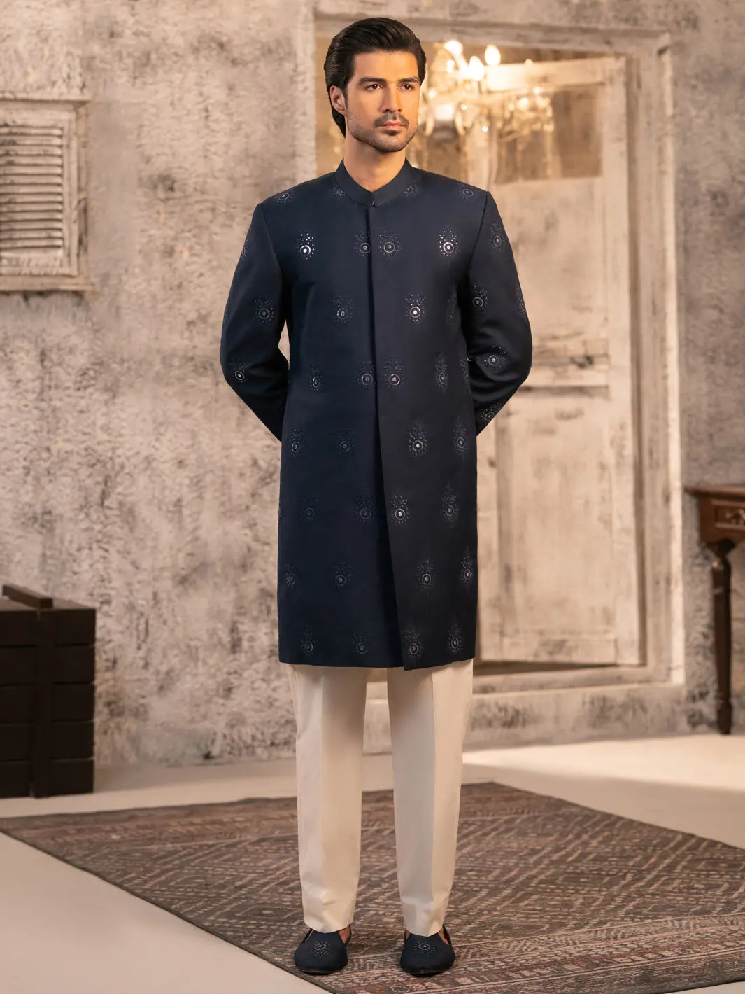 Navy Blue Formal Sherwani - Al-Sw-155 1