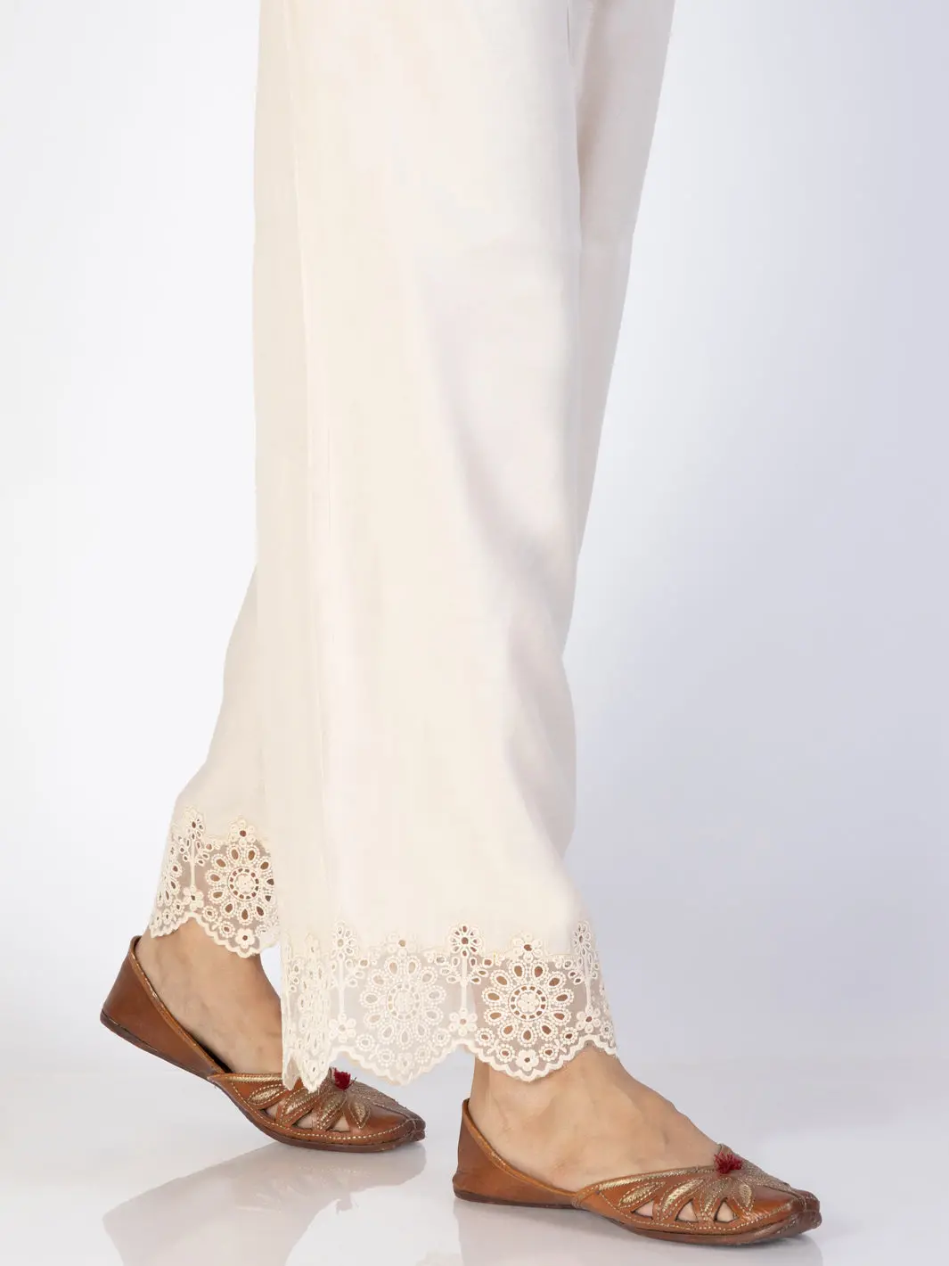 Beige Maple Silk Trousers - Al-T-693 1
