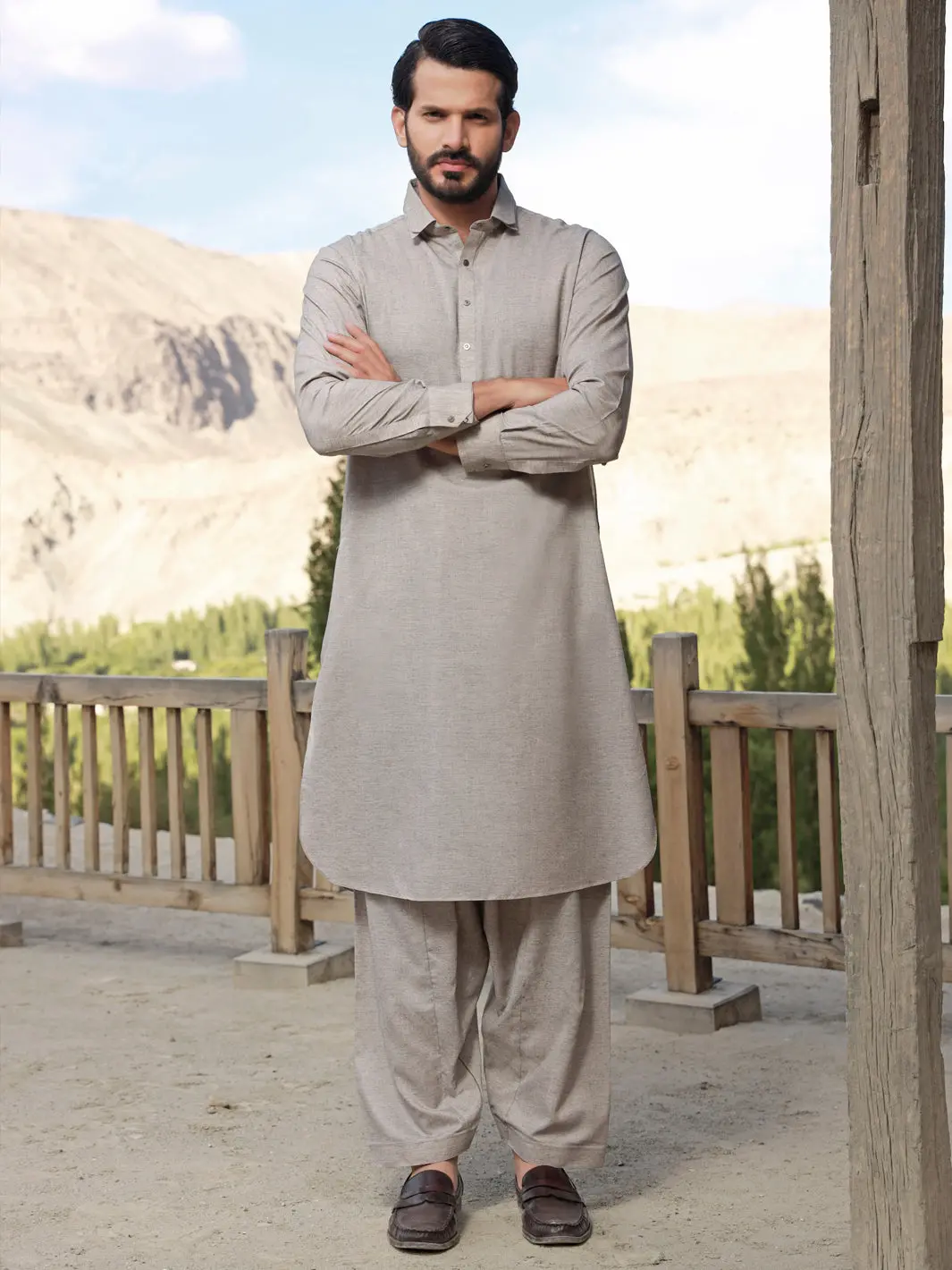 Grey Blended Kameez Shalwar - Alwa-Ks-324 1
