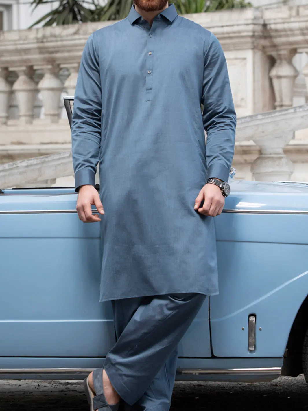 Grey Blended Kameez Shalwar - Alwa-Ks-140 1