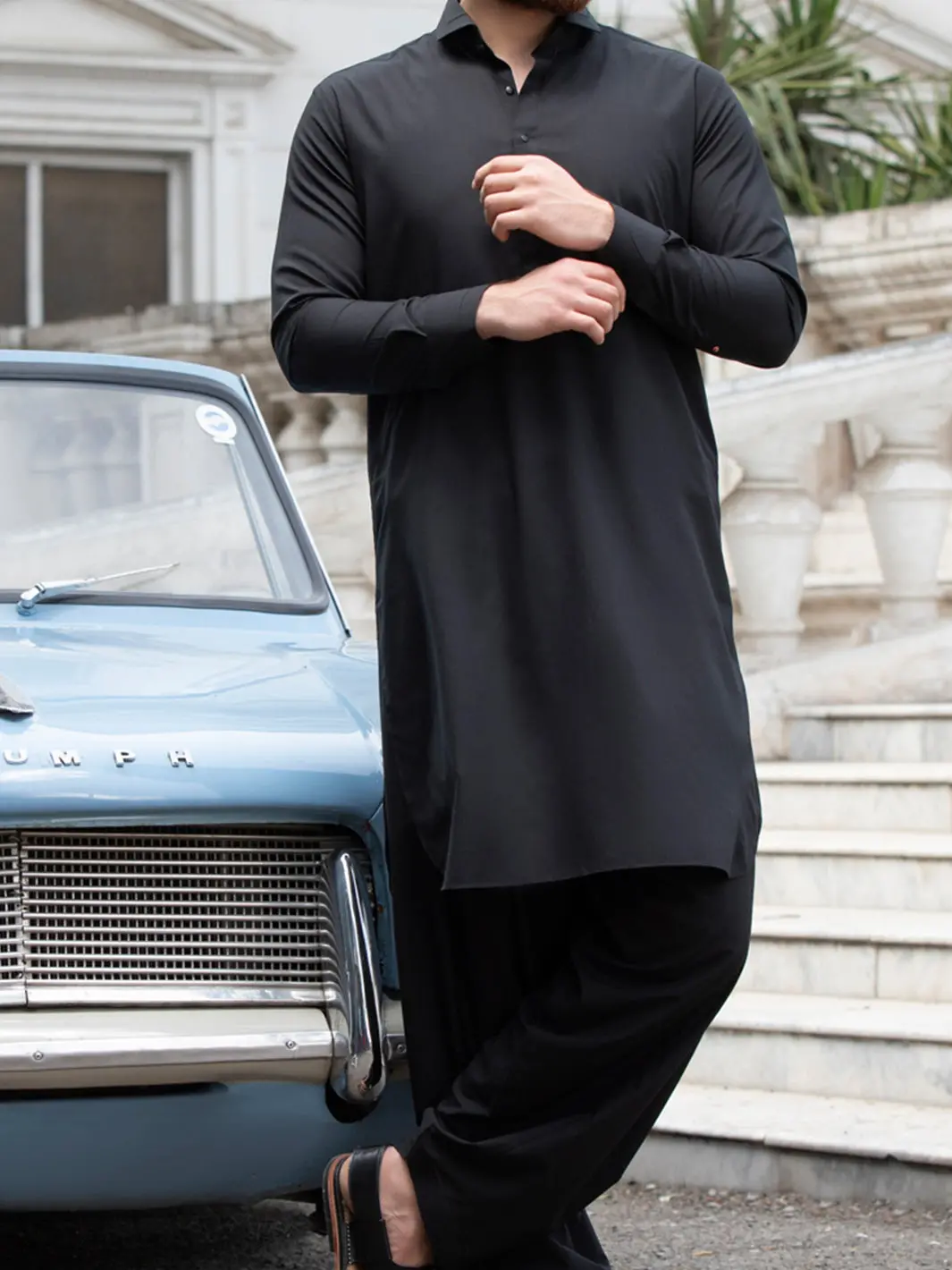 Black Blended Kameez Shalwar - Alwa-Ks-145 1