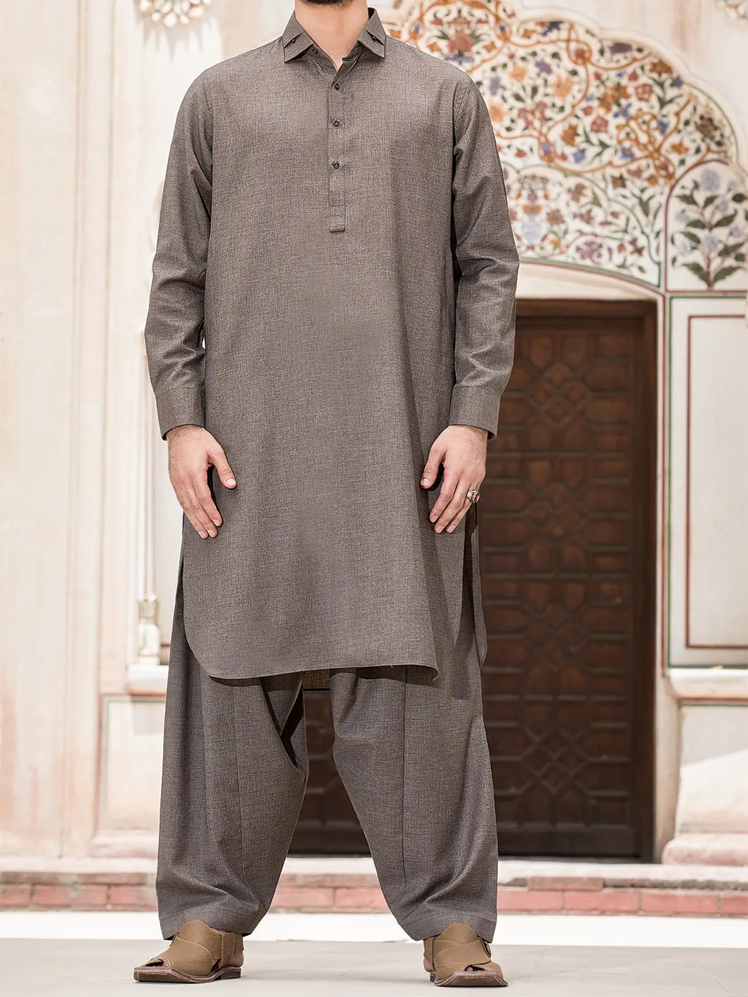 Brown Blended Kameez Shalwar - Alwa-Ks-150 1