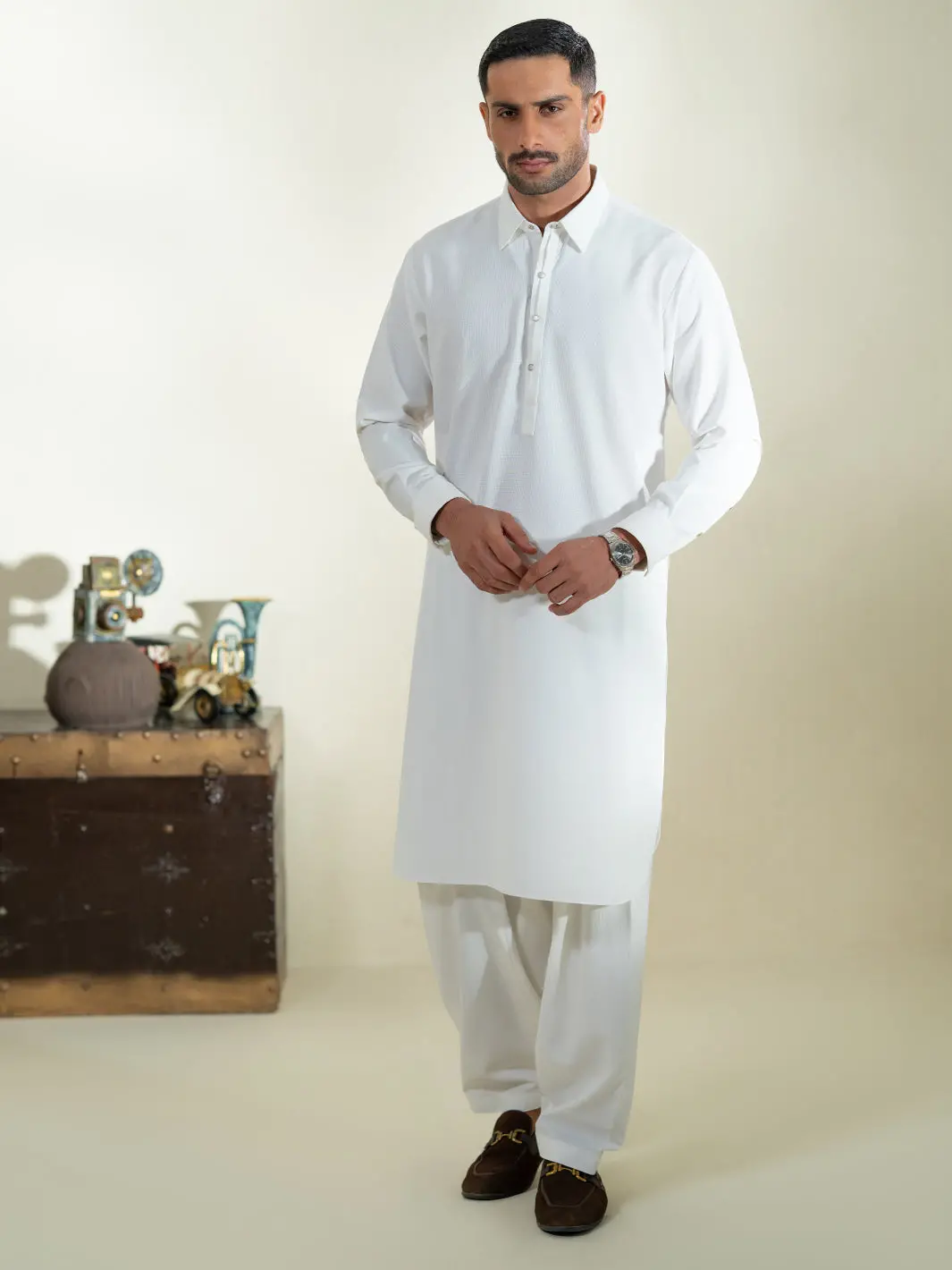 Off White Kameez Shalwar - Alwa-Ks-579 1