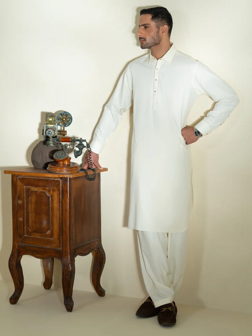Cream Kameez Shalwar - Alwa-Ks-580 1