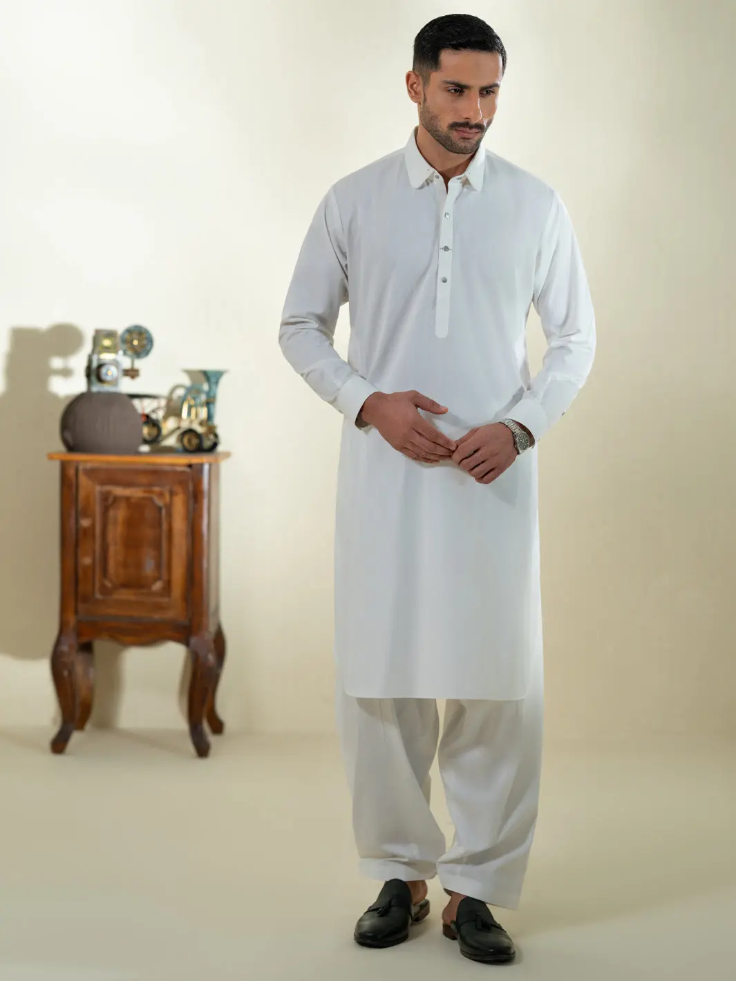 White Kameez Shalwar - Alwa-Ks-592 1