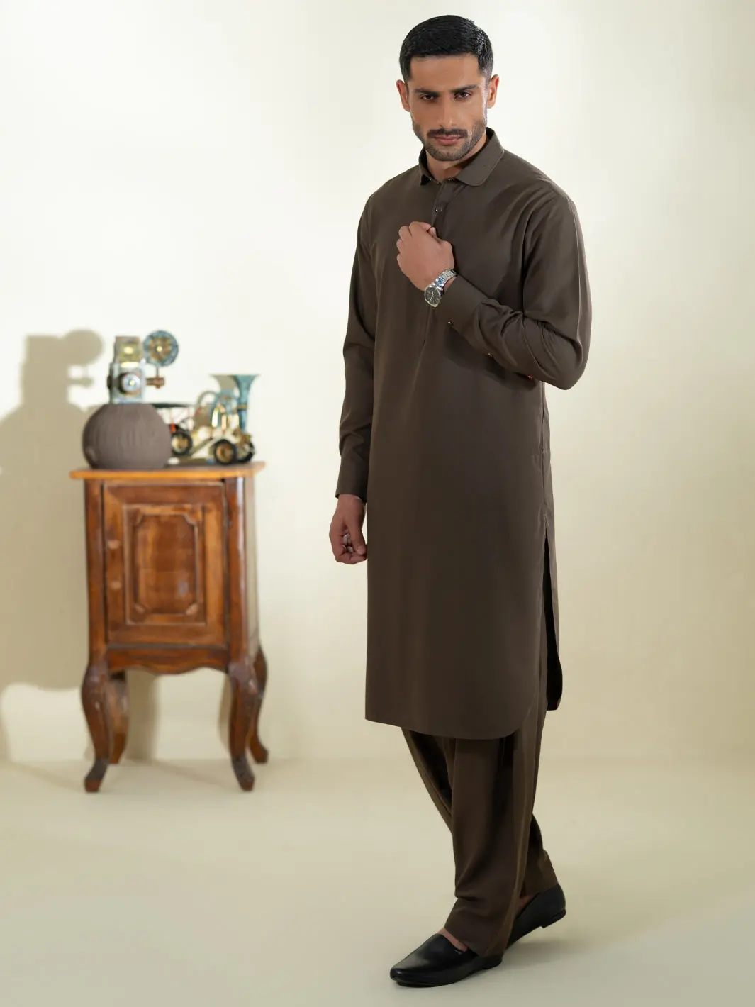 Brown Kameez Shalwar - Alwa-Ks-601 1