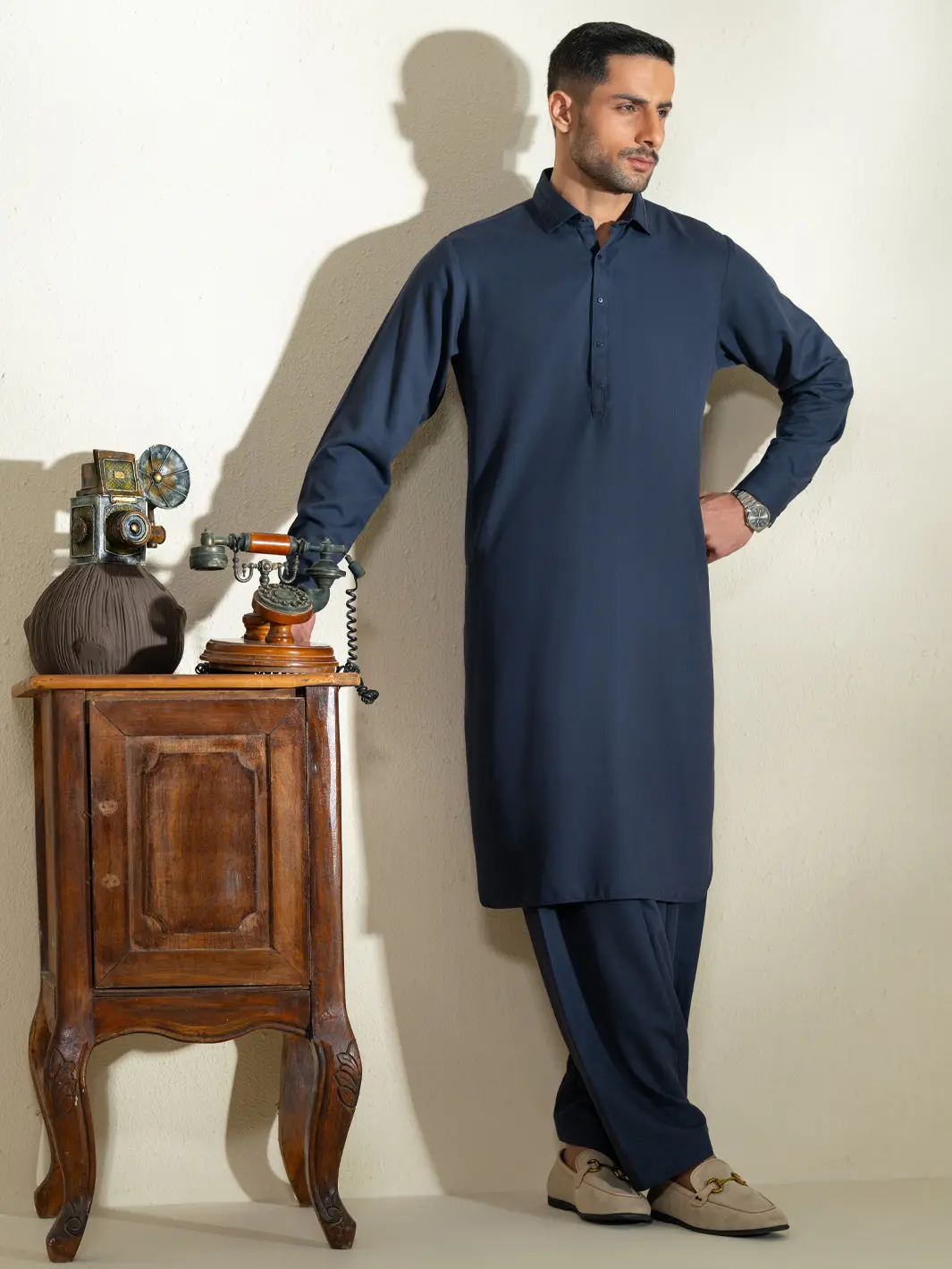Navy Blue Kameez Shalwar - Alwa-Ks-603 1