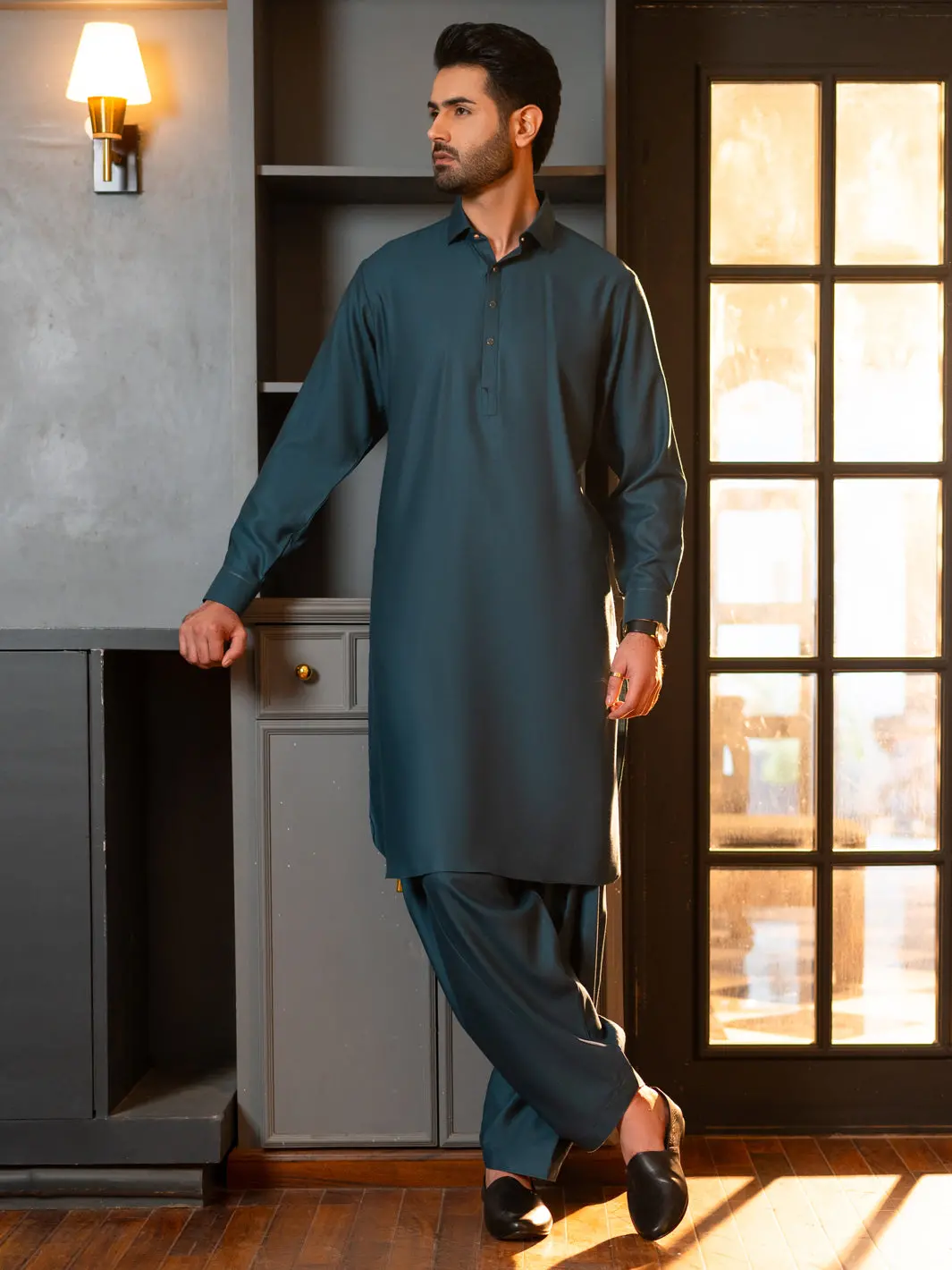 Teal Cut & Sew Kameez Shalwar - Alwa-Ks-635 1